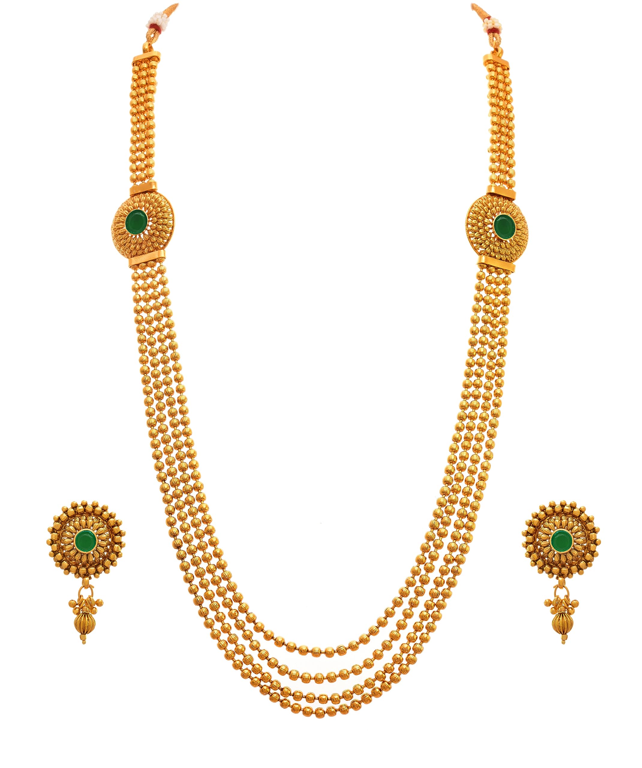 JFL - Jewellery for Less Traditional Ethnic One Gram Gold Plated Green Stone & Bead Design Necklace Set with Earring for Women and Girls,Valentine (B0CF6412C5) Amazon Price History, Amazon Price Tracker