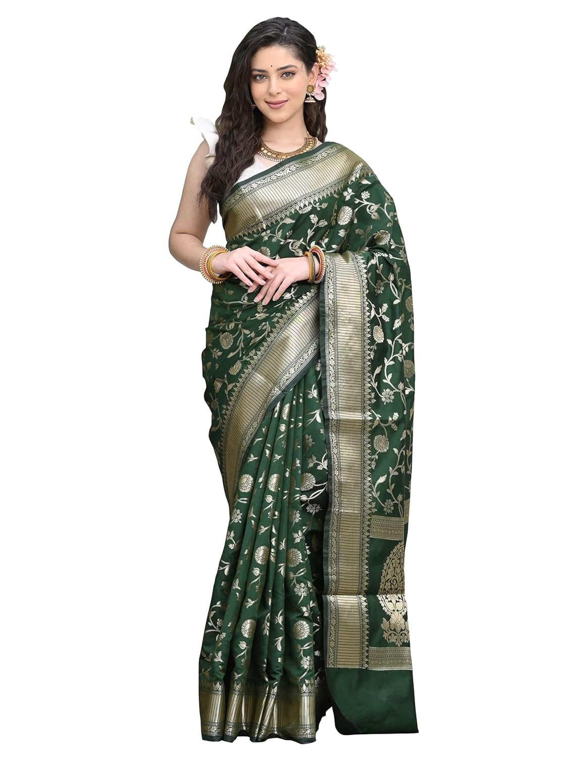 Sugathari Women's Banarasi Saree Pure Kanjivaram Silk Saree Soft new ladies 2023 Design Wear Pattu Sarees Latest Party Sari collections With Blouse Piece for Wedding sadi (SAN... - Image 9