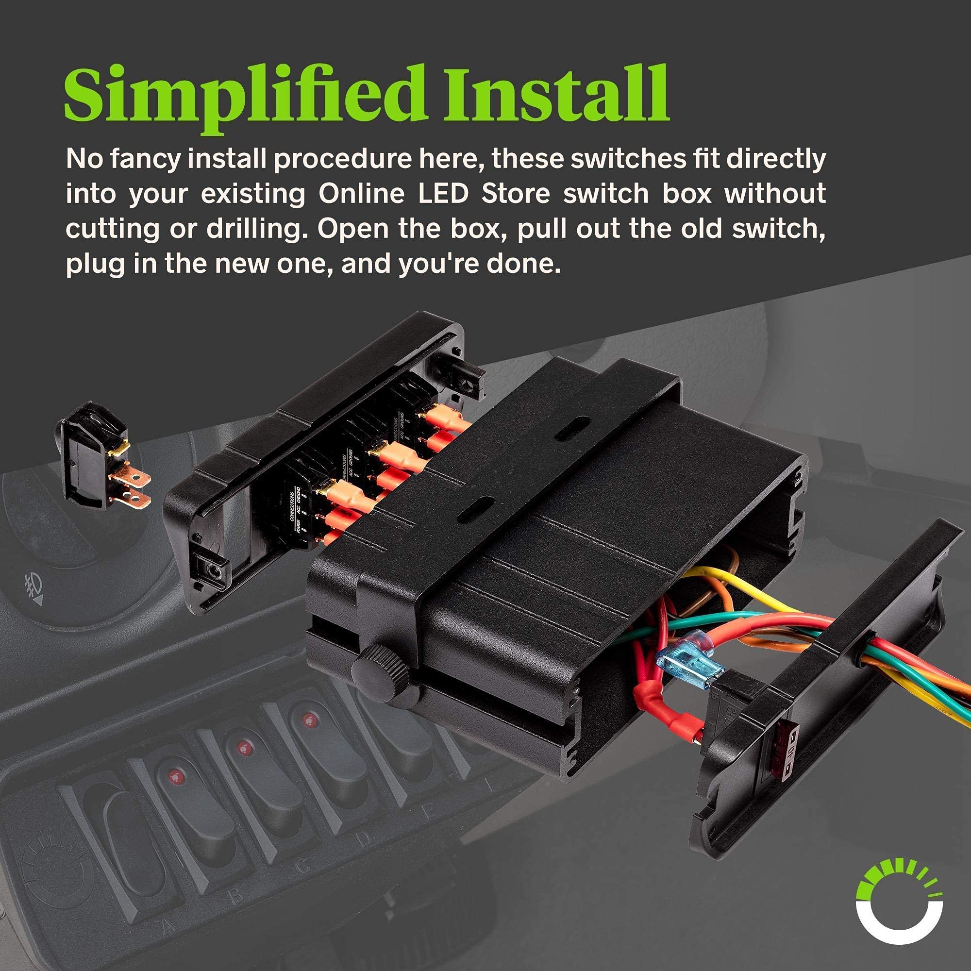 6Gang 12V Rocker Switch Box w/Momentary Switches [40 Amp Max.] [12 AWG Wires][12 Volt DC] SPST