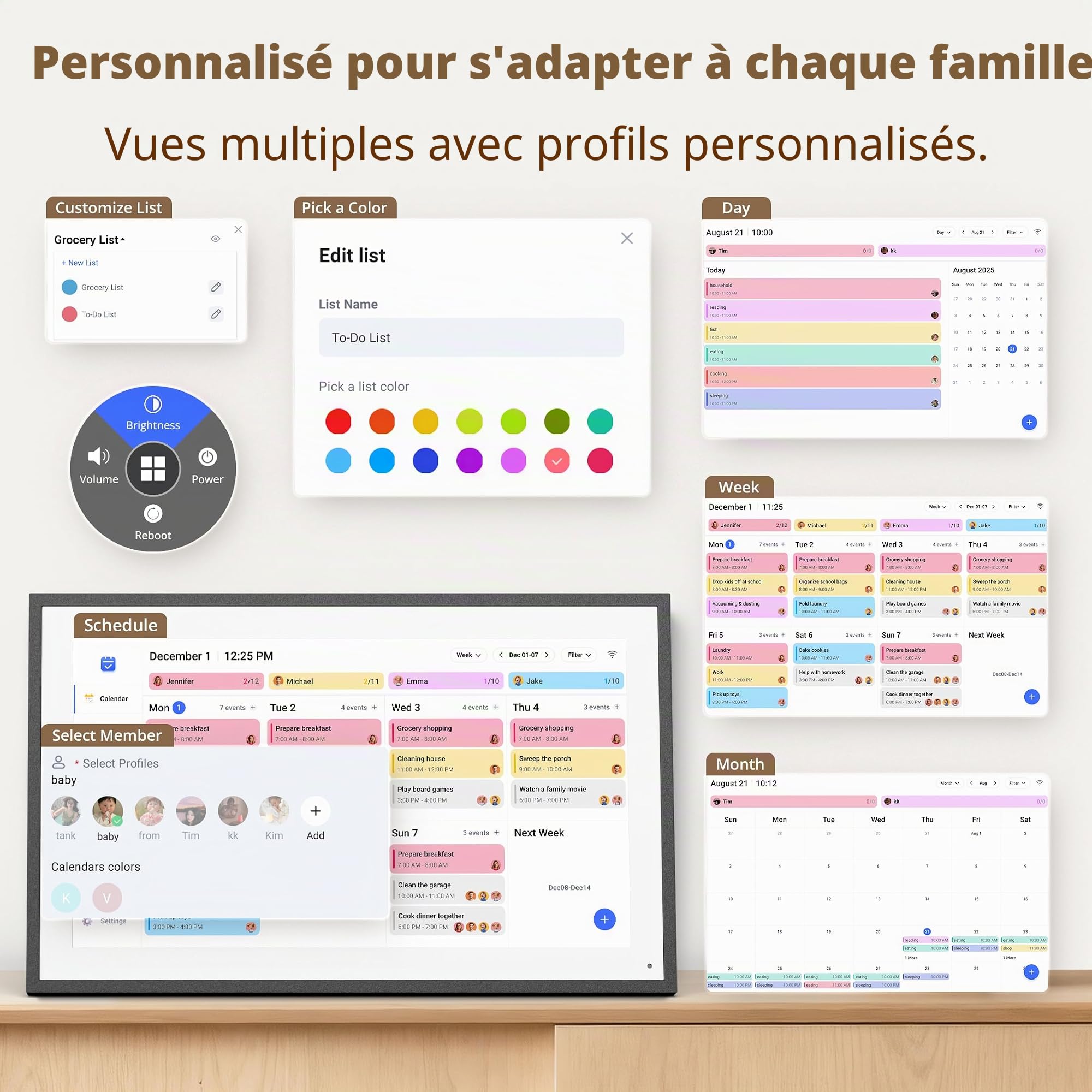 Calendrier mural numérique 15,6" - Écran tactile interactif - Calendrier électronique et hub familial intelligent avec synchronisation multi-appareils - Rappels d'horaires, tableau des corvées