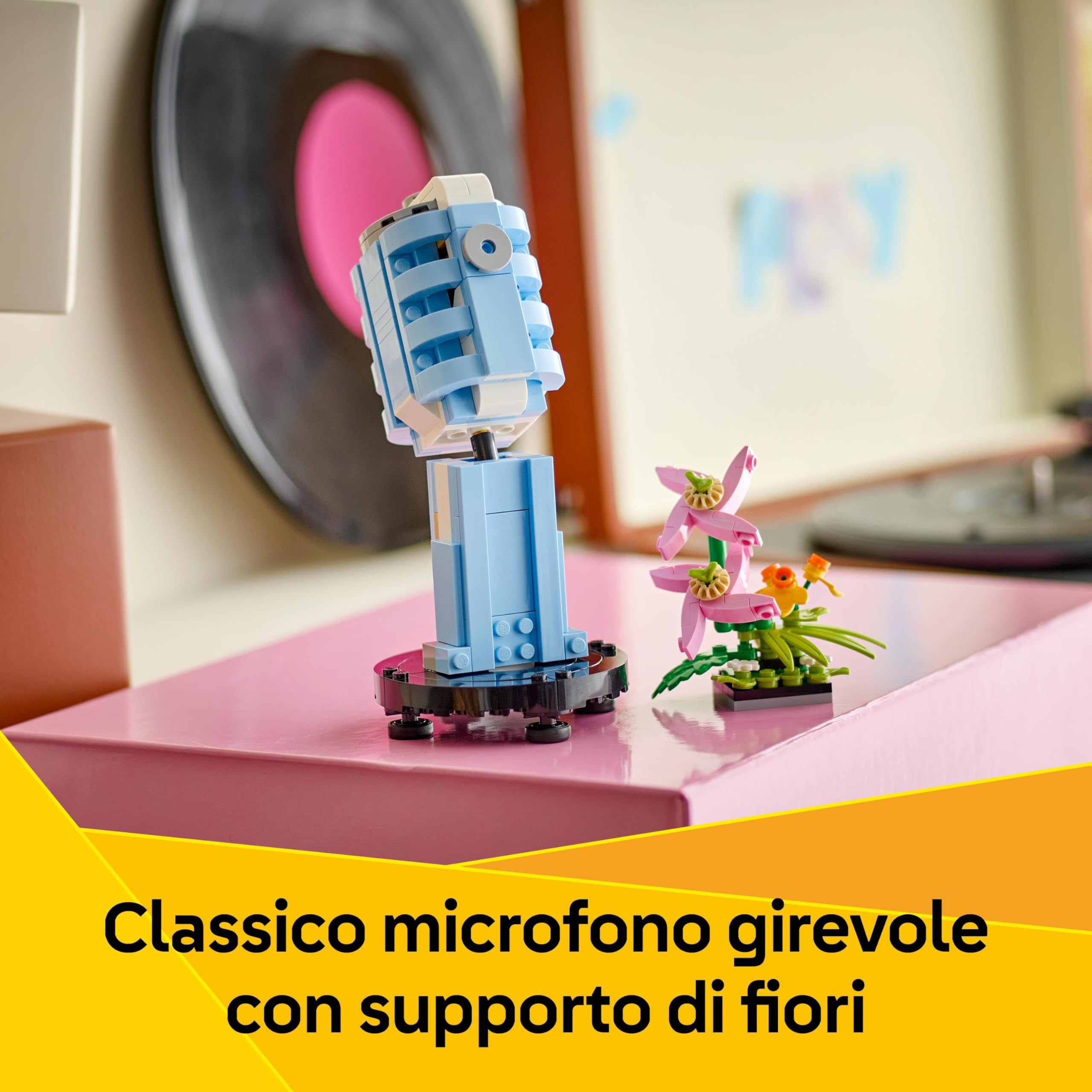 LEGO Creator 3in1 Record Player with Flowers Building Toy - Rebuilds Into a Radio Model or Microphone - Music Toys for 8+ Year Old Girls & Boys - Creative Gift Idea - 31172