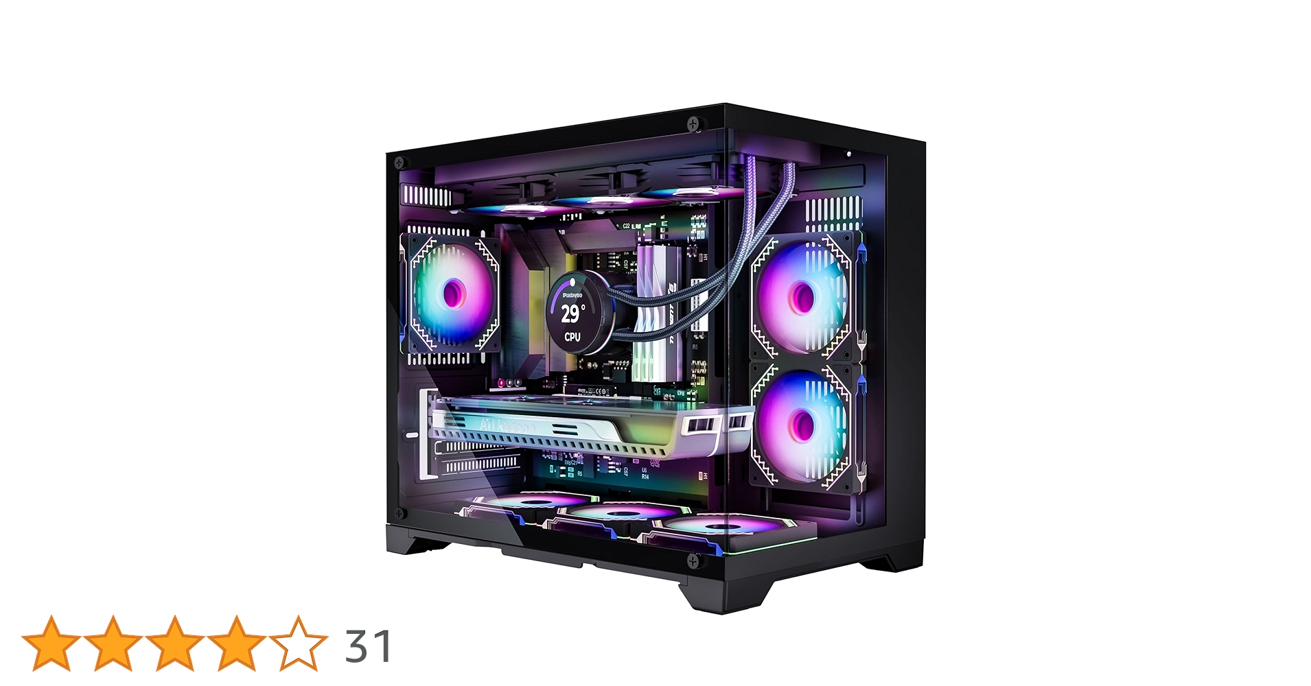 Amazon.co.jp: Pixbyto MATX PCケース ARGBファン6個付き パノラマ強化