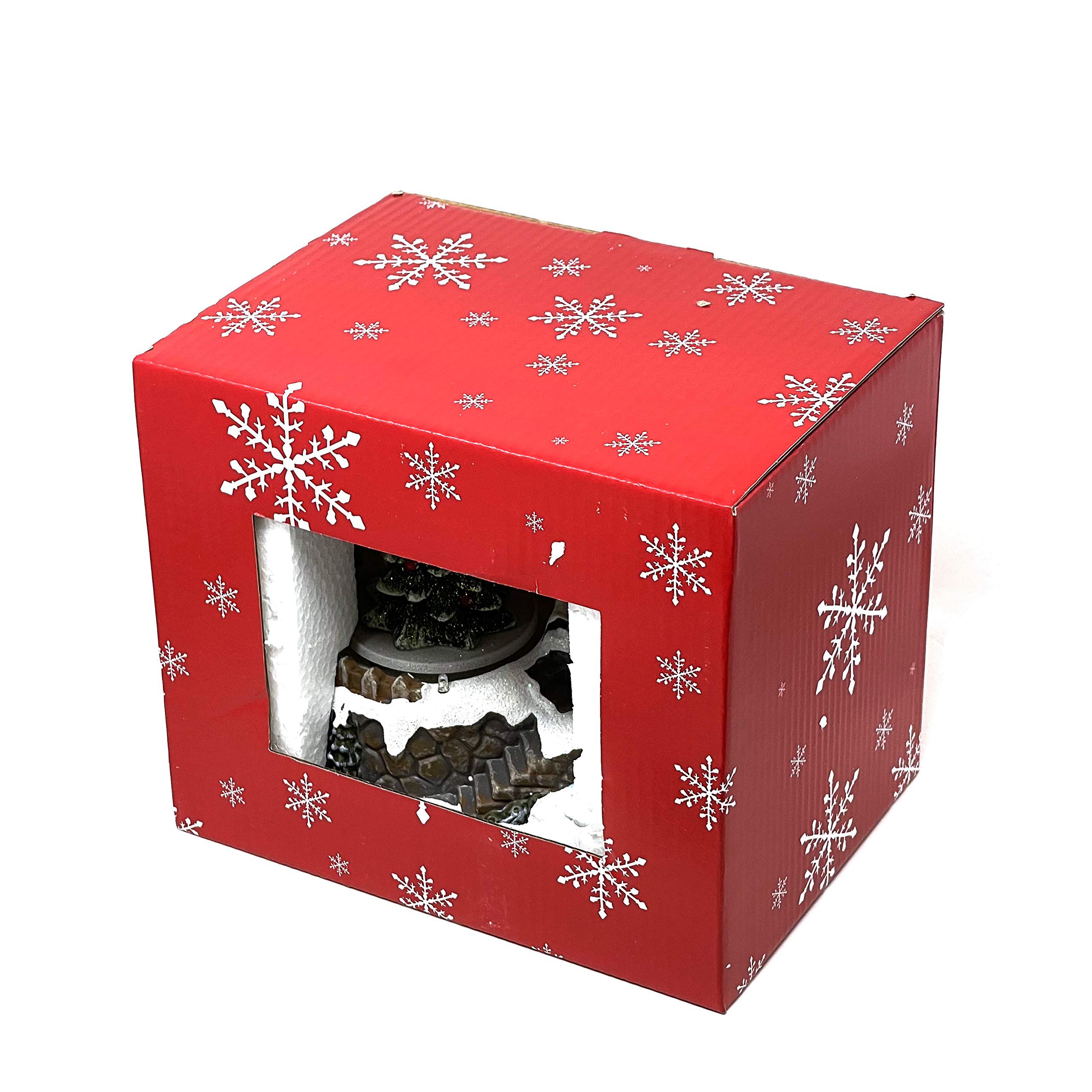 allgala Figura coleccionable de casa de Navidad hecha a mano con USB y batería, fuente de alimentación dual, Papá Noel y árbol-XH93416