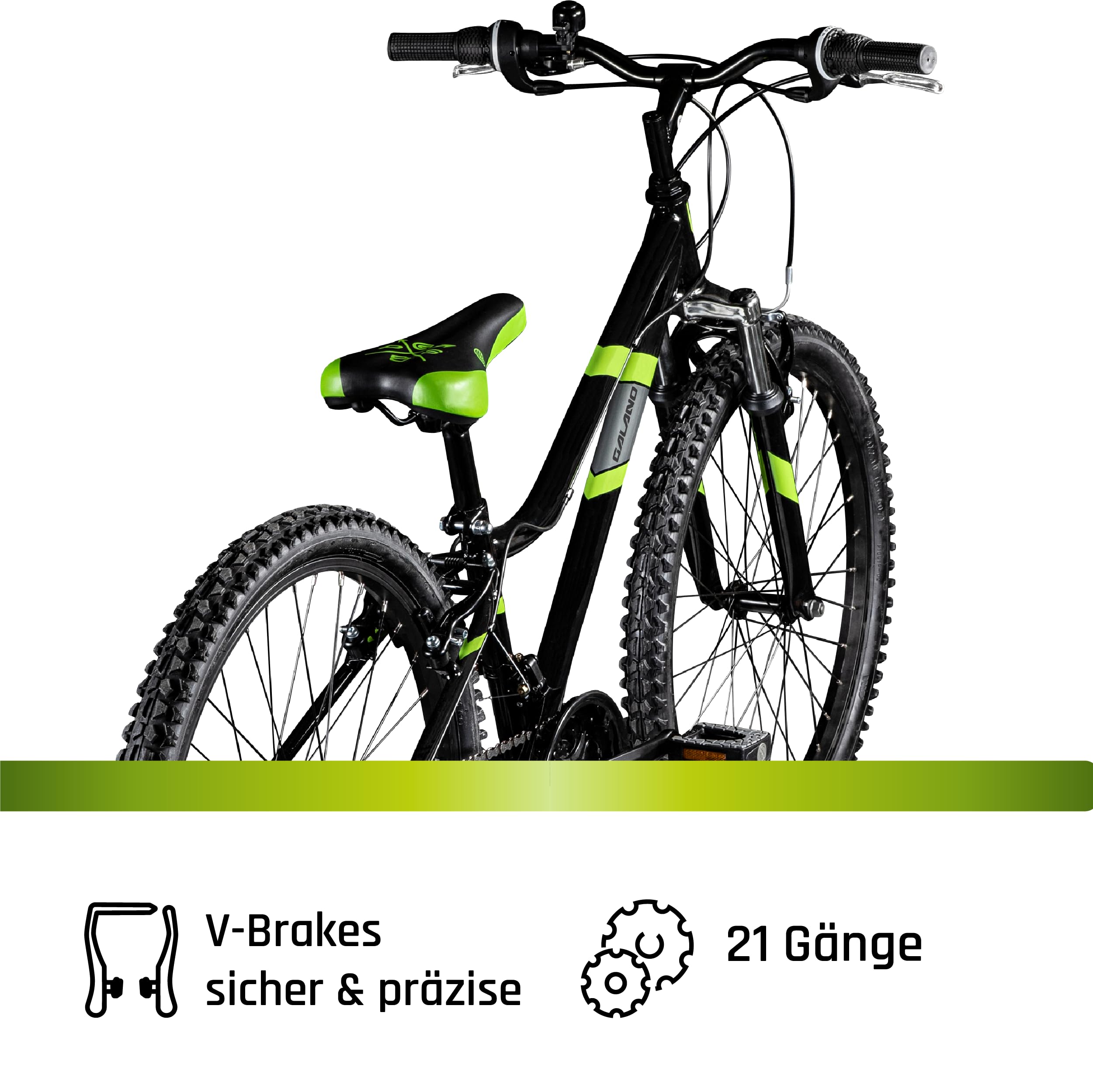 Galano Jugend Fahrrad 24 Zoll | für Jungen und Mädchen ab 8 Jahre 130-145 cm | Mountainbike 21 Gänge und V-Brakes | Kinderfahrrad MTB mit Federgabel | Jugendrad GA20