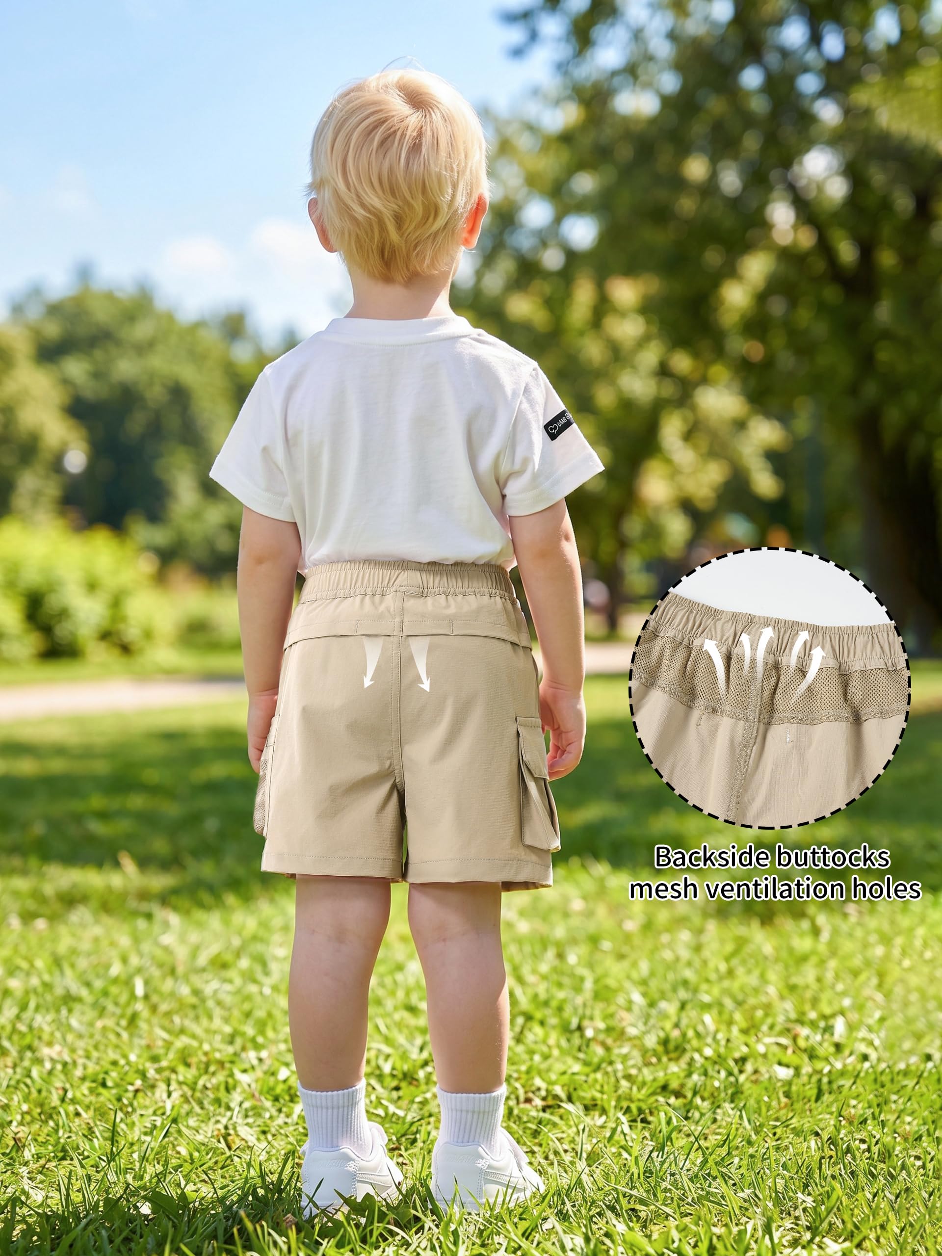 Volunboy Pantaloncini Cargo Bambino Asciugatura Rapida, Shorts Estivi Leggeri con Tasche e Vita Elastica
