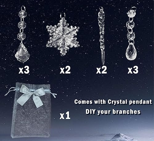 Miniatura 6 de Fudios Ramas iluminadas enchufables de 32 pulgadas, 200 luces LED para decoración de invierno, ramitas blancas para Navidad, fiestas, interiores y