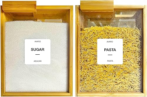 AVARO Dispensador de alimentos – Dispensador de cereales de bambú de 2.2L para encimera y dispensador de arroz – Contenedores de almacenamiento