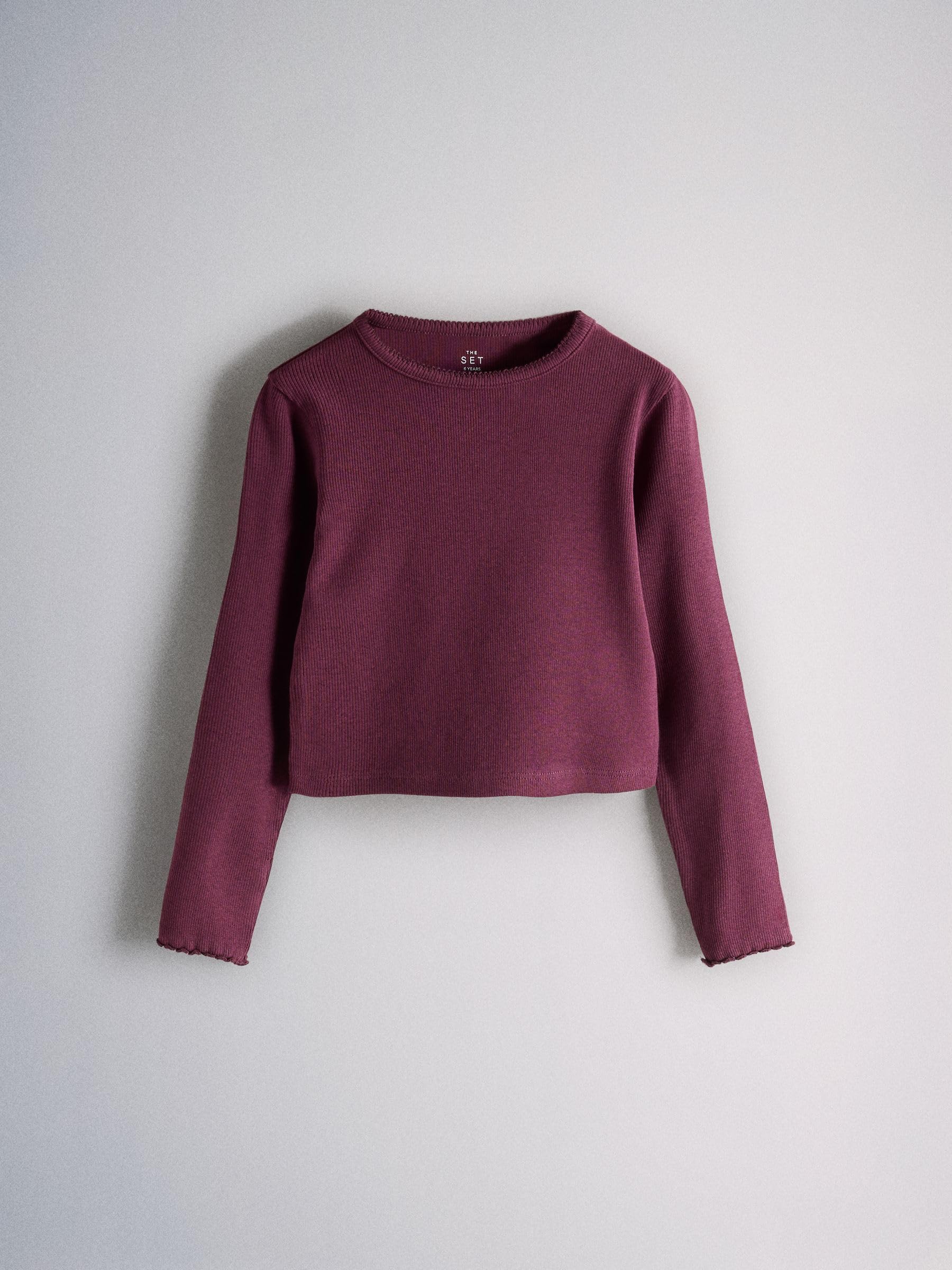 THE SET Ragazza Confezione da 6 T-Shirt Corte a Maniche Lunghe in Jersey a Coste