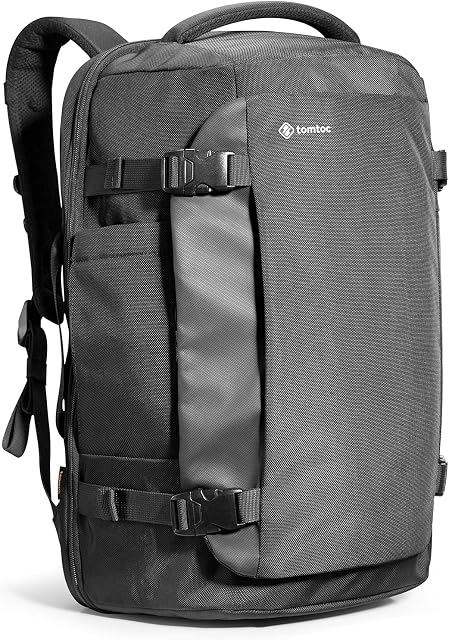 tomtoc Travel Backpack 40L, TSA Friendly Flight Approved Carry-on Luggage Hand Backpack, Spill-resistant Lightweight Business Rucksack, Durable Large Weekender Bag Daypack Fits 17.3 Inch Laptop