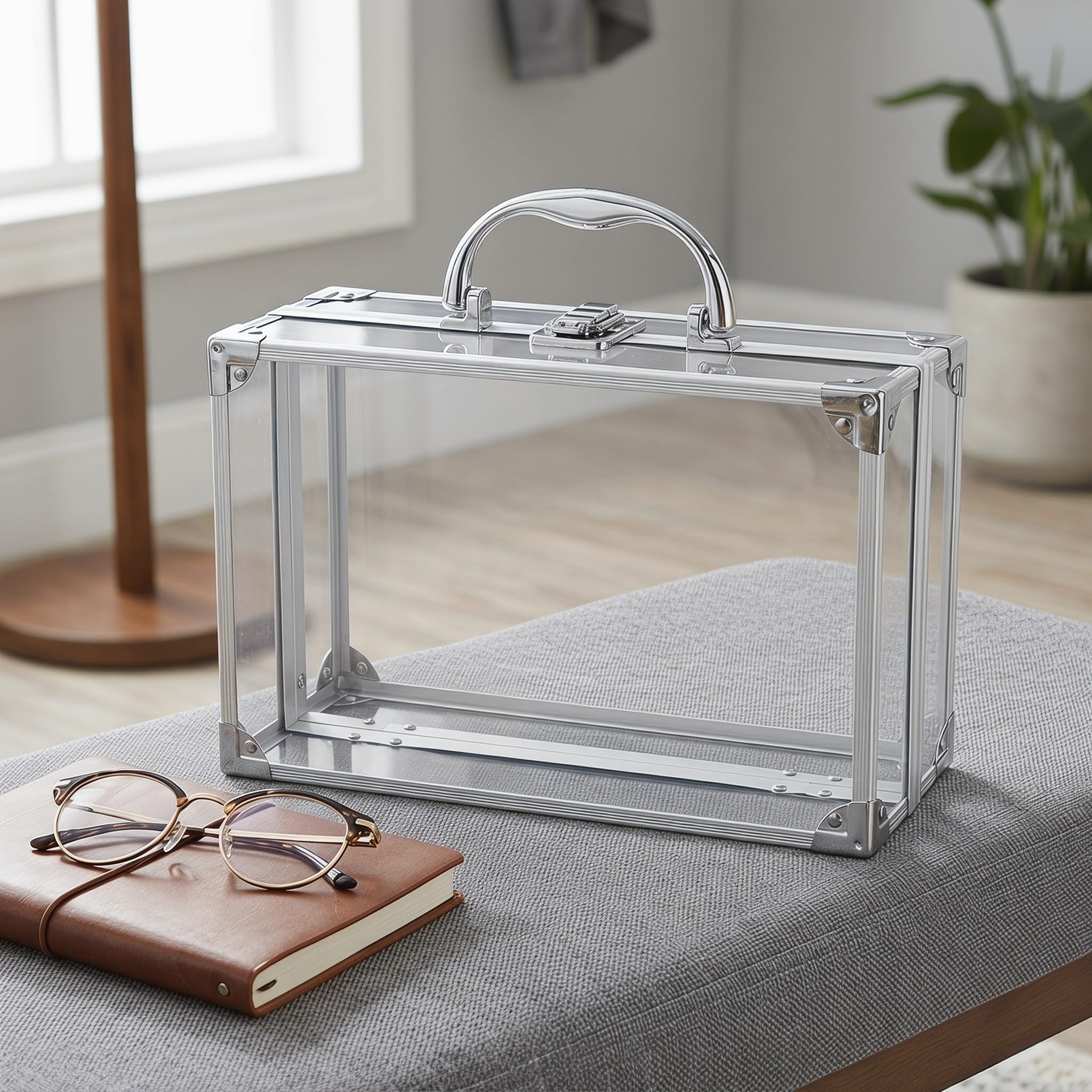 PRETYZOOM 2 Pezzi Scatola Trasparente con Manico e Coperchio Aderente per Libri in Acrilico e Plastica, Riutilizzabile per Studenti e Professionisti Durante lo Studio e Trasporto le Aule