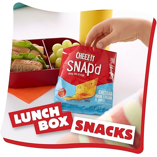 Miniatura 5 de Cheez-It Snap'd - Chips de galletas de queso, patatas finas, aperitivos para el almuerzo, cebolla crema agria cheddar, caja de 9 onzas (12 paquetes)