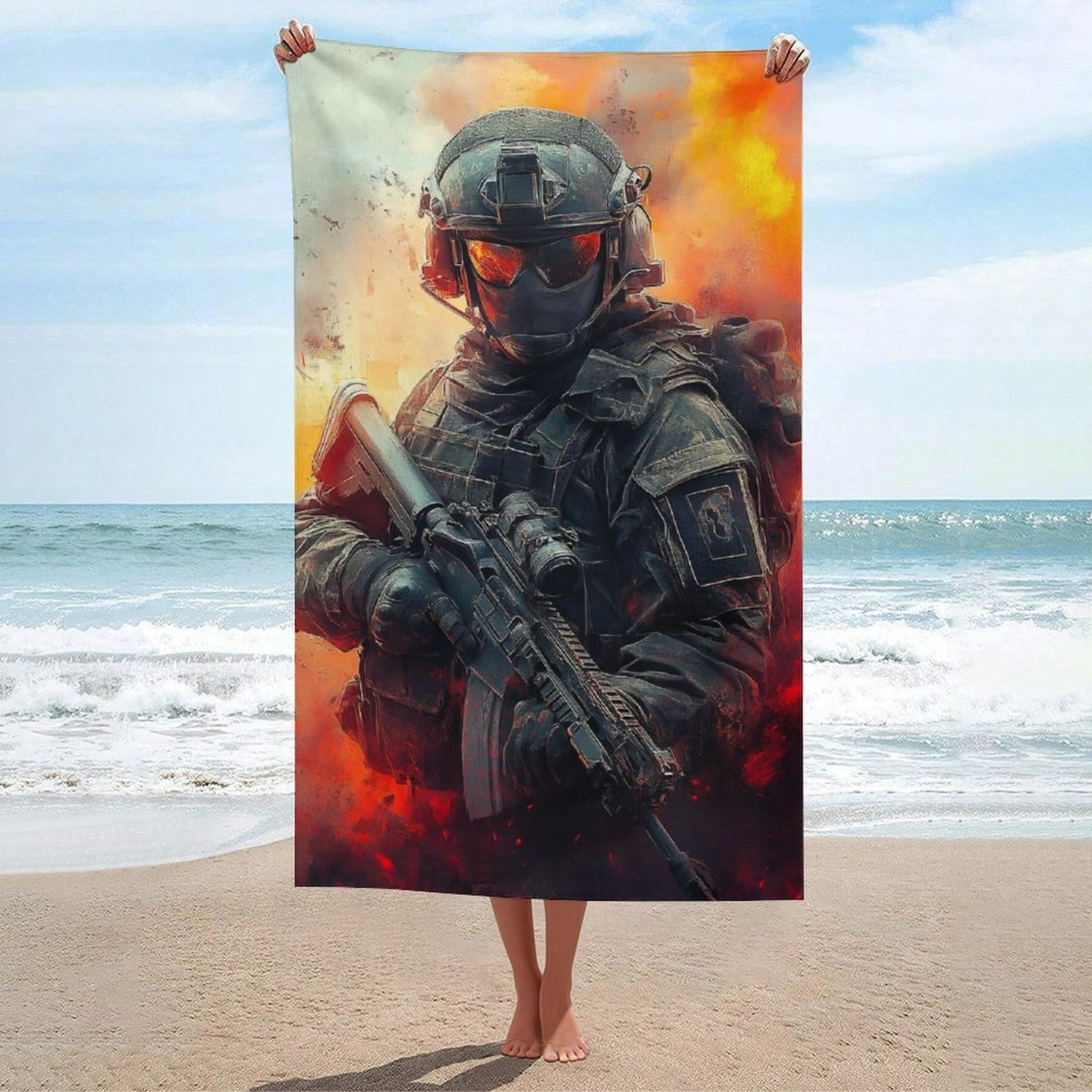 Serviette de plage soldat de combat anti-encombrement : séchage rapide pour le sport