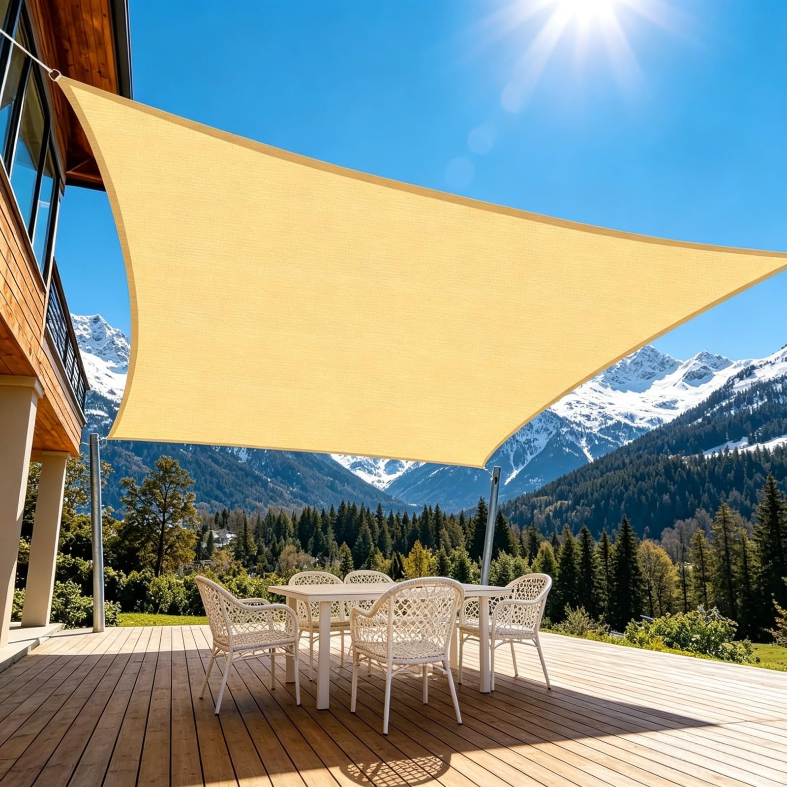 Voile d'ombrage rectangulaire anti-UV : fraîcheur durable pour jardin