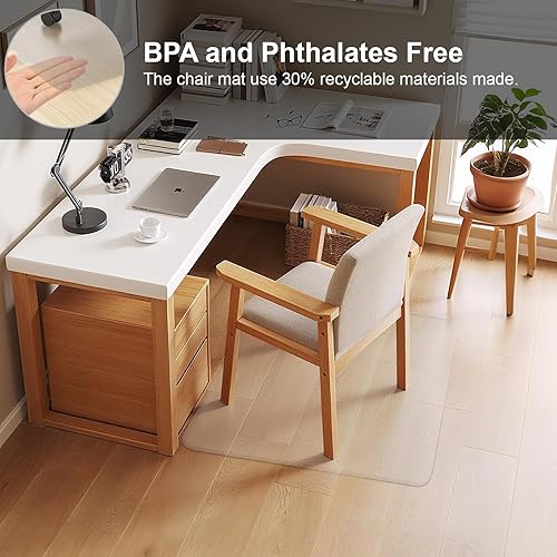 Miniatura 6 de Tapete para silla de oficina para suelos de madera dura, 20 x 24 pulgadas, antideslizante, suave, antideslizante, protector de suelo de madera dura,