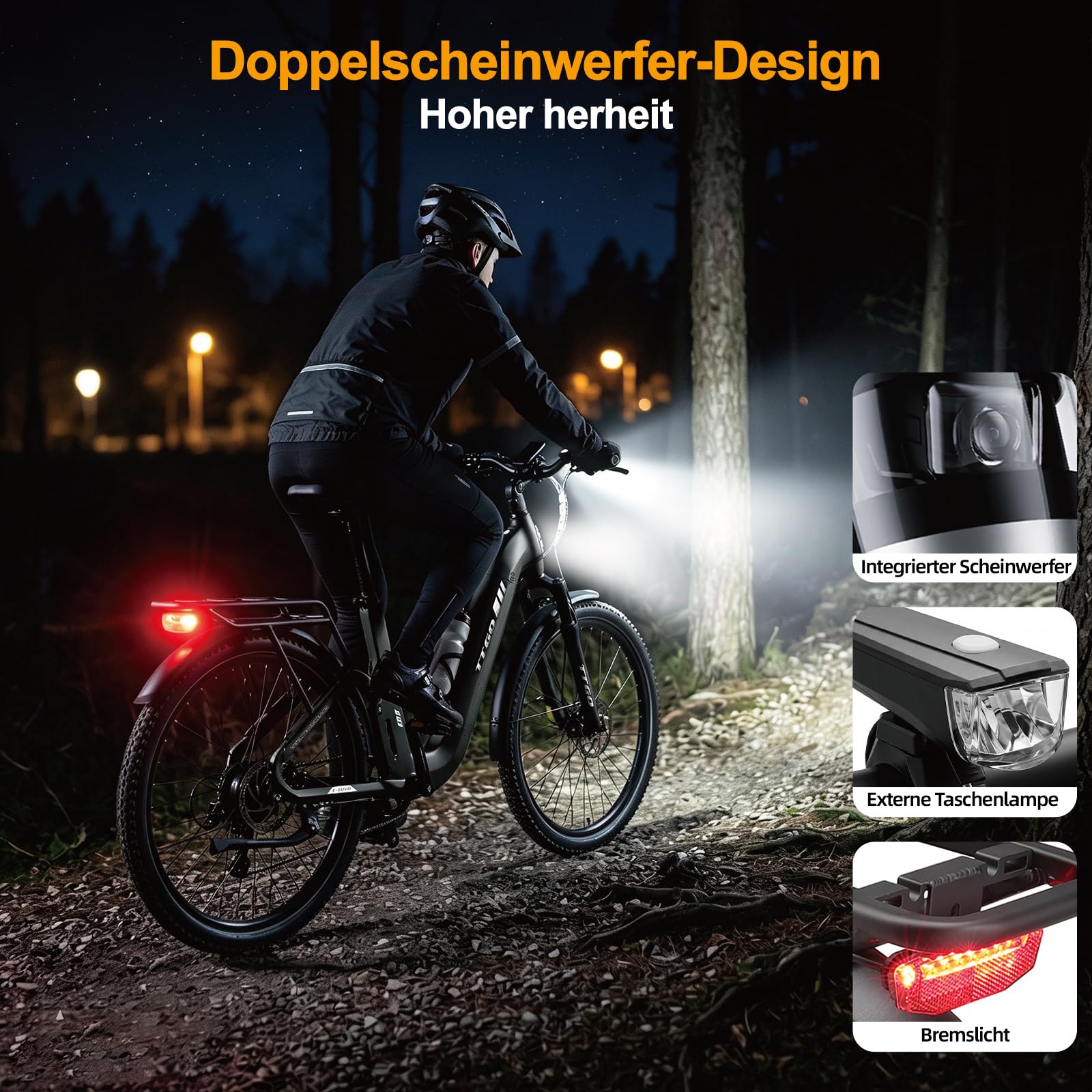 ttgo E-SUVO E-Bike für Erwachsene, 27.5 Zoll Elektrofahrrad Herren mit 250W Motor, 48V 15AH Akku, bis zu 120 km, E Fahrrad mit 7 Gängen, Pedelec City Ebike