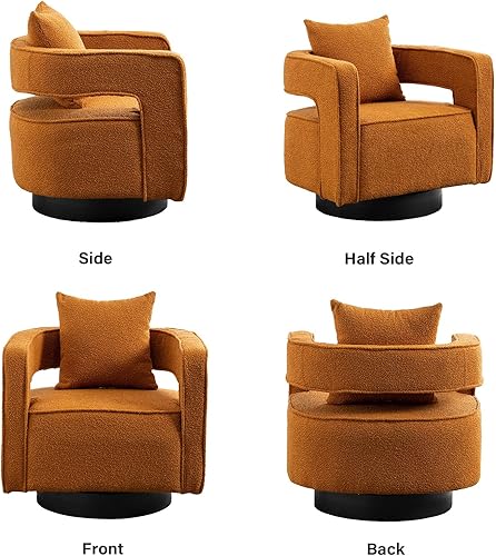 Miniatura 3 de HANLIVES Silla giratoria de barril  Modernas sillas giratorias redondas de peluche con almohada  Silla de respaldo abierto de 360 grados cómoda