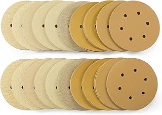 6 Inch 6 Hole Hook and Loop Sanding Discs 60/80/100/120/150/220/320/400/600/800 Grit 100 PCS Sandpaper Discs for Orbital Sanders Velcro Sanding Pads for Woodworking,Metal,Automotive