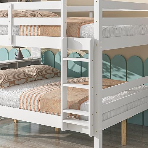Miniatura 8 de HomSof Full Over Full Bunk Beds with Bookcase Headboard Solid Wood Bed Frame with Safety Rail and Ladder KidsTeens Bedroom Guest Room Furniture Can