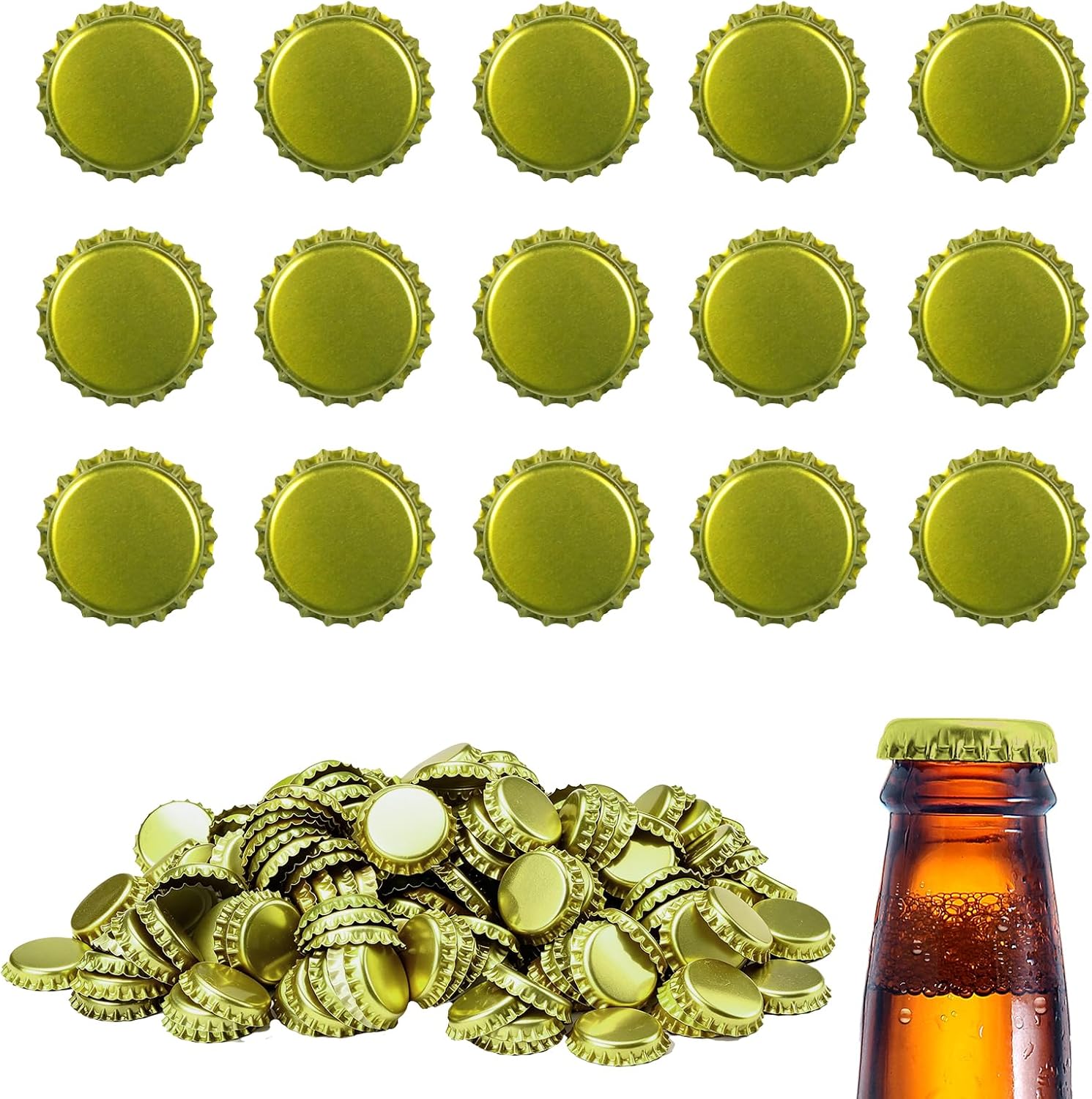 240 Count Bottle Caps, 26mm/1in Metal Beer Bottle Caps Crown Caps with Rubber Seal O-Ring for Homebrew Glass Bottles and Crafts, Black