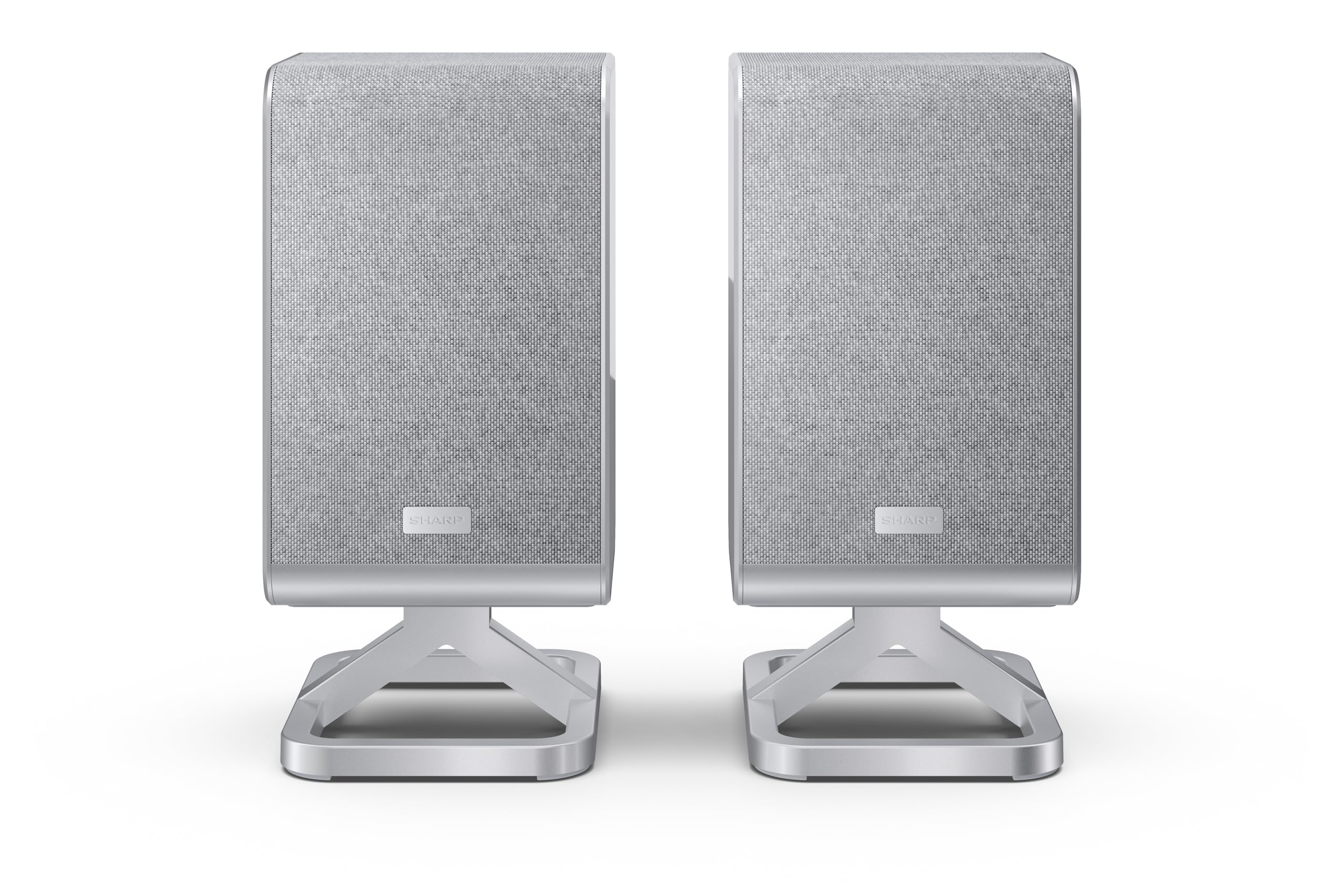 SHARP HT-SPR52021(SL) 2.0.2 Enceinte Surround sans Fil, 200 W, Compatible Q Soundbar, Prise en Charge des formats Audio Dolby Atmos/DTS:X, Argent