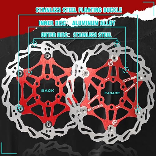 Miniatura 4 de BUCKLOS Rotor de freno de disco flotante de 6.299 in, 7.087 in y 7.992 in, rotores de frenos MTB de acero inoxidable con 6 pernos, rotor de disco