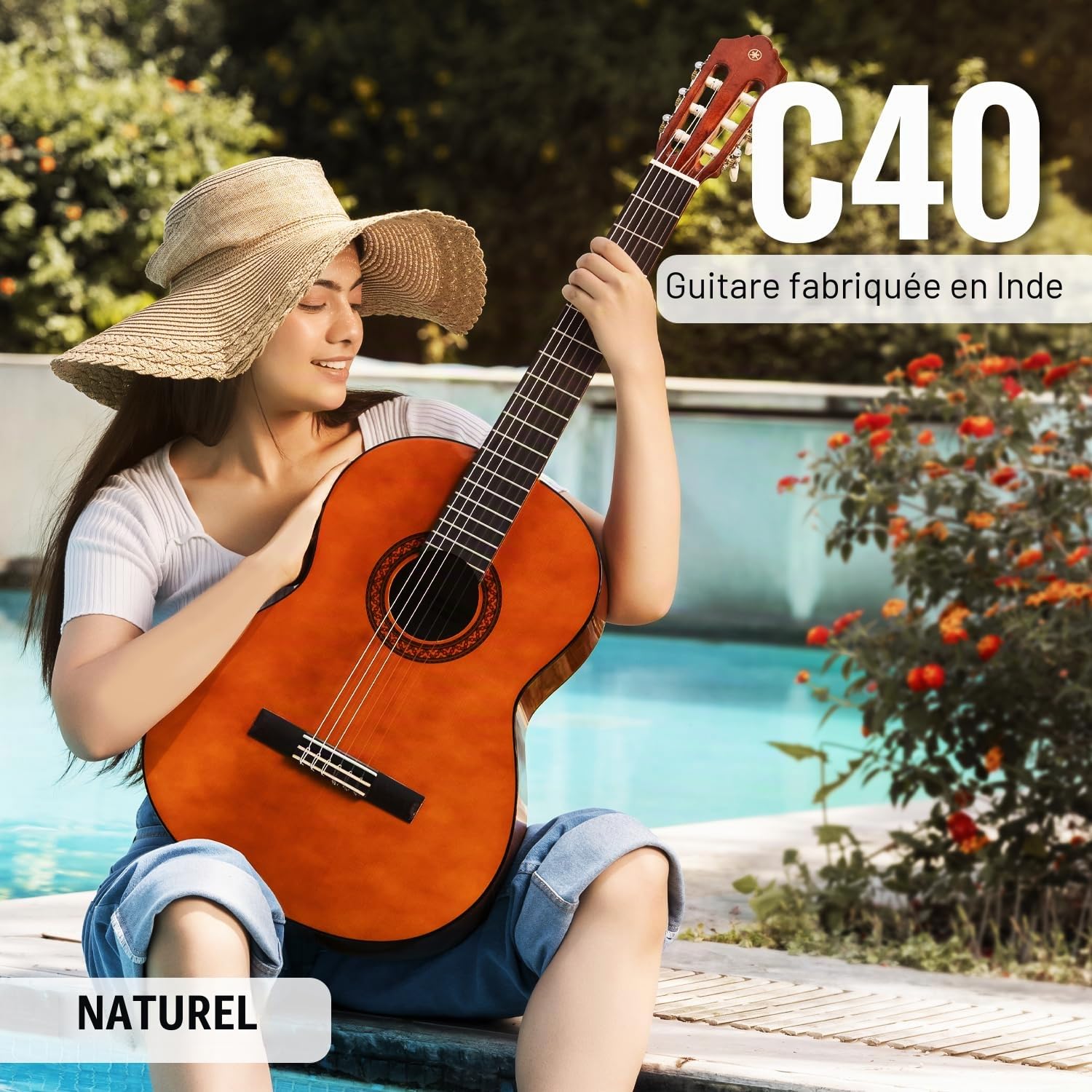 Yamaha C40II Guitare Classique Nature – Guitare traditionnelle 4/4 – Guitare classique d'étude – Idéale pour débutants