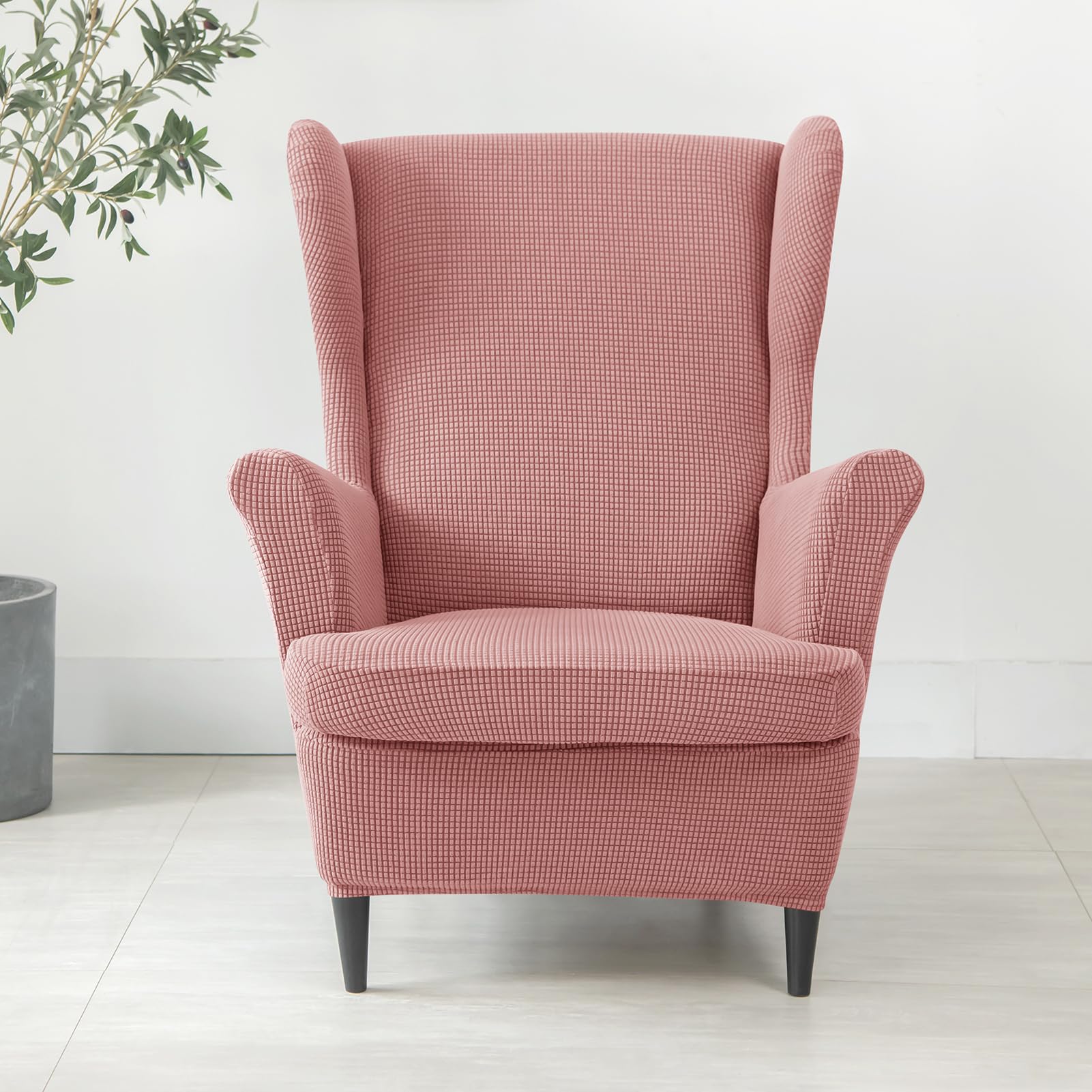 Ohrensessel Überzug, Sessel-Überwürfe, Ohrensessel Schonbezüge Bezug, Sessel Sitzbezug für Wohnzimmer Schutz, Sesselbezug (Rosa)