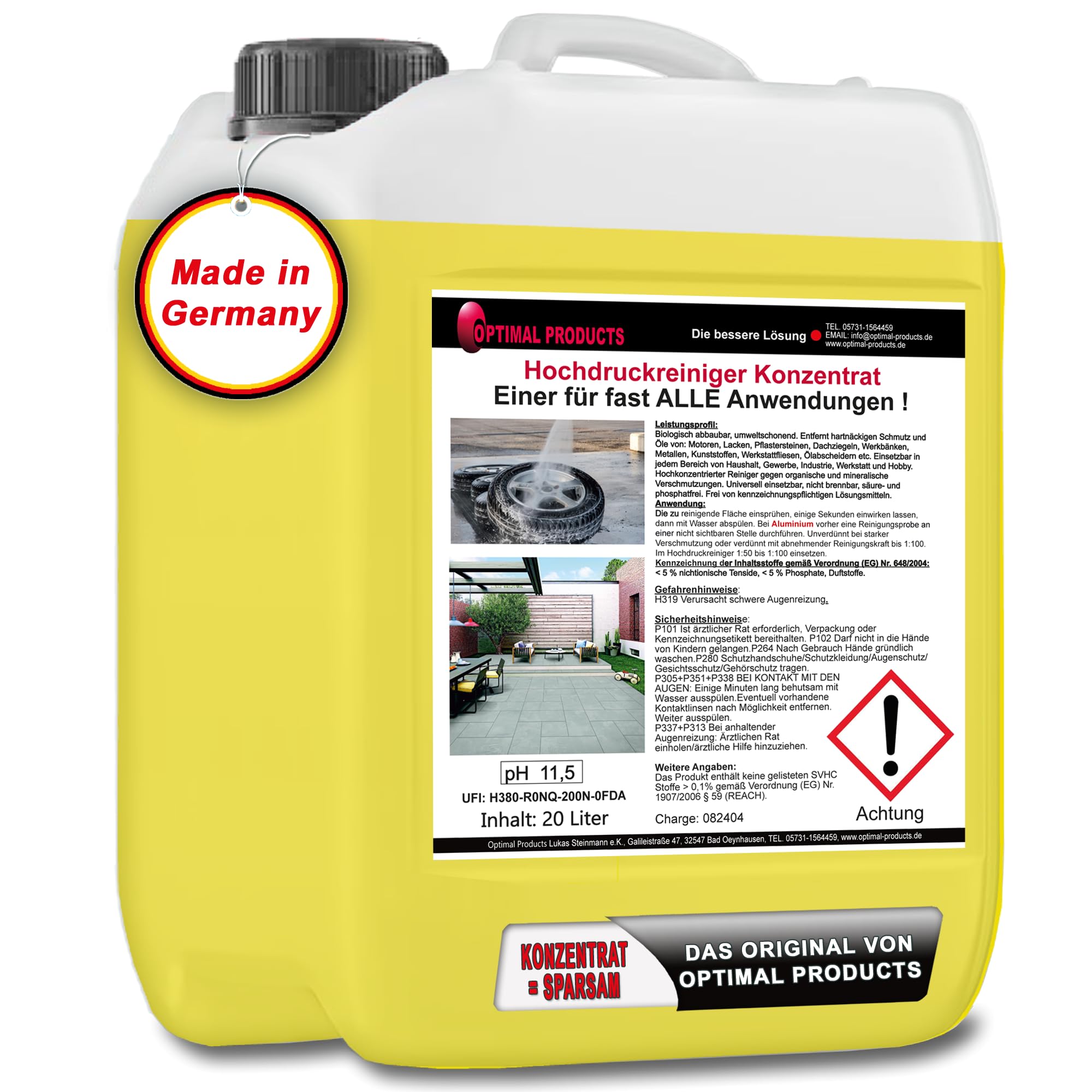 Reinigungsmittel für Hochdruckreiniger | HD Reiniger | flüssigkeit | Konzentrat | 20 Liter
