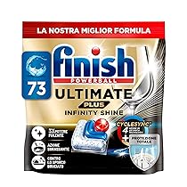 Finish Ultimate PLUS Infinity Shine Pastiglie Lavastoviglie, 73 Capsule Lavastoviglie, Pastiglie per Lavastoviglie con Scudo Protettivo contro lo Sporco e i Residui Incrostati