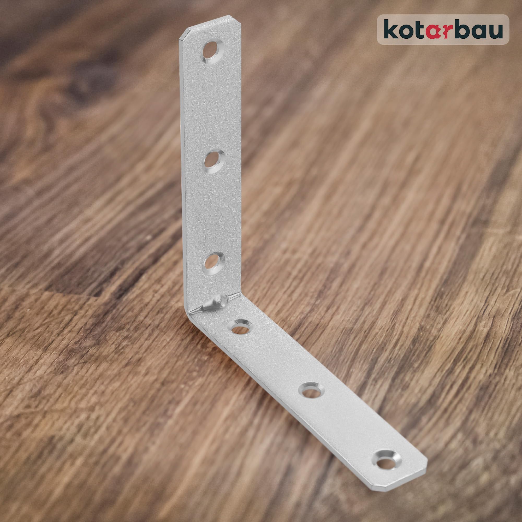 KOTARBAU Juego de 100 ángulos de 10 x 10 x 2 cm, ángulo de carga pesada de acero galvanizado, ángulo de esquina con rebordear de acero, ángulo de metal, ángulo de 90 grados, ángulo de acero, ángulo de