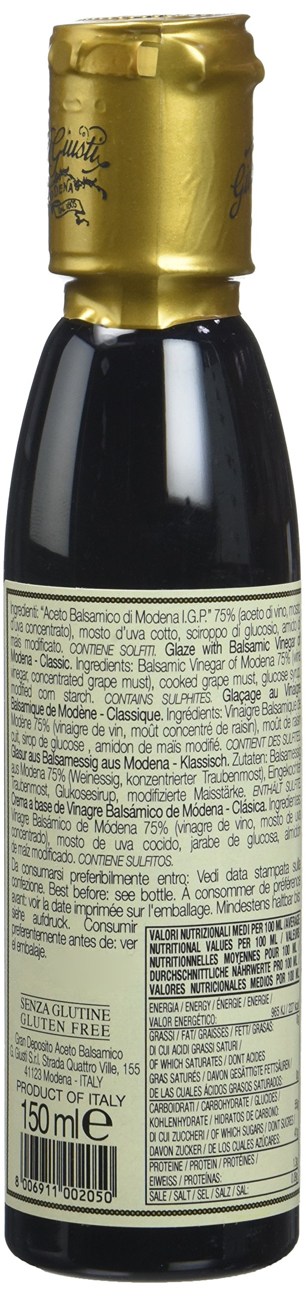 Giusti Crema a Base di Aceto Balsamico di Modena Igp - Pacco da 6 x 150 ml