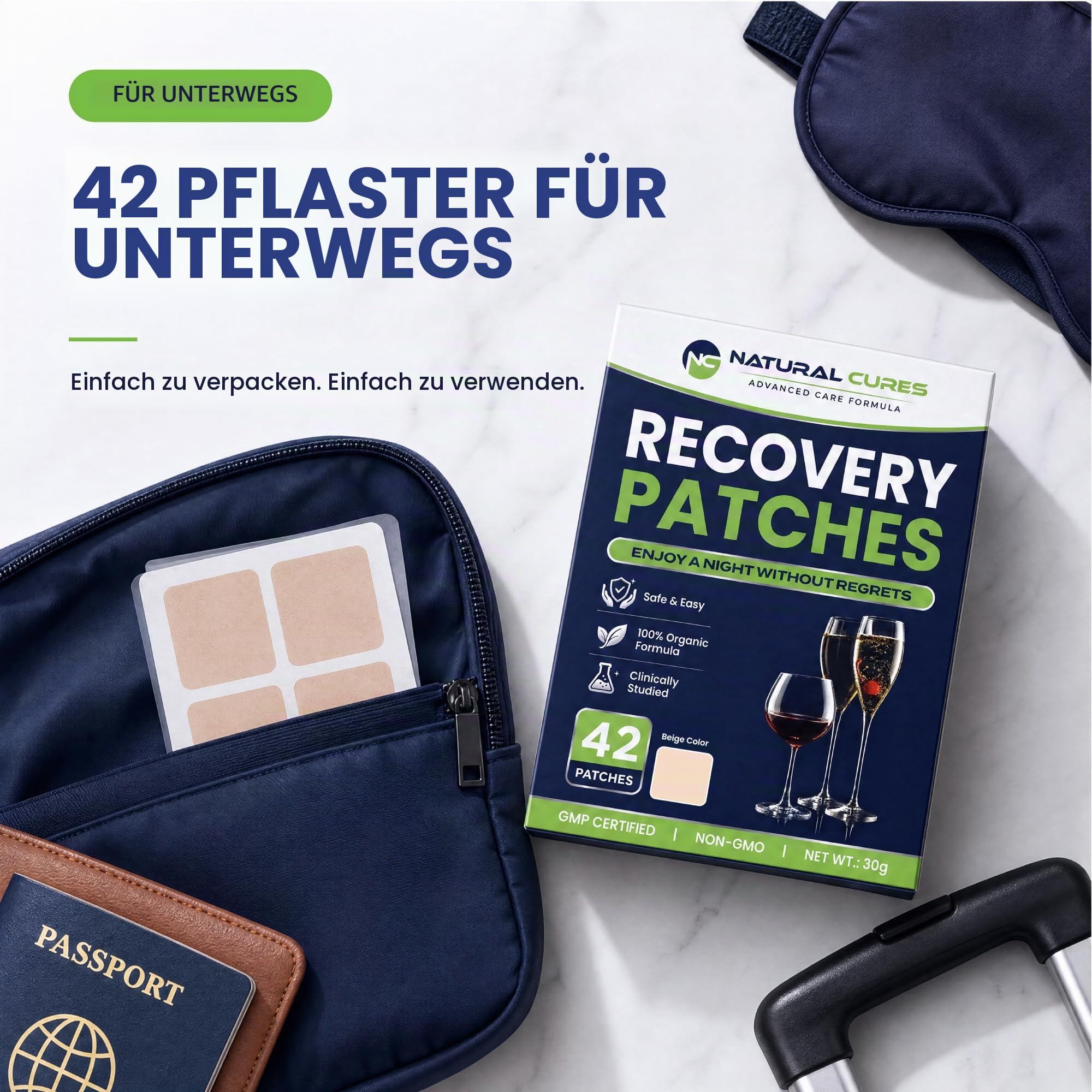 Party Recovery Patch - 42er-Pack Party-Patches - Wake Up Refreshed and Energized with Skin-Friendly Patch - Strong Adhesive for Secure Fit - Natural Ingredients for Quick Recovery (Beige (42 Count))