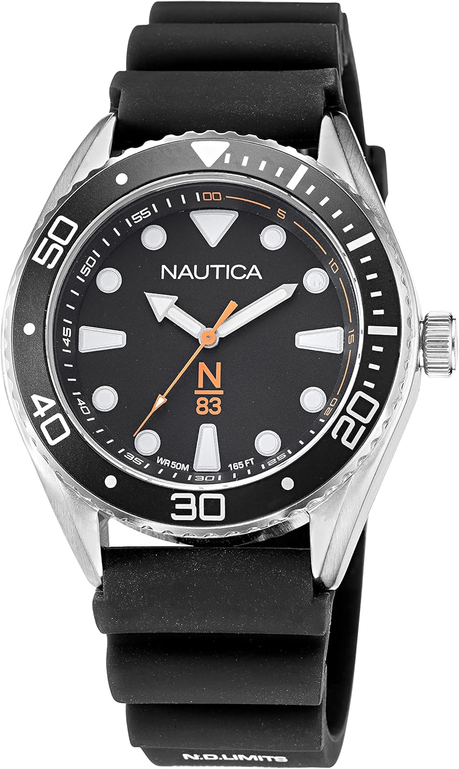 Nautica Mens Stainless Steel Quartz Silicone Strap, Black, 22 Casual Watch (Model: NAPFWF113) Nautica Mens Stainless Steel Quartz Silicone Strap, Black, 22 Casual Watch (Model: NAPFWF113)
