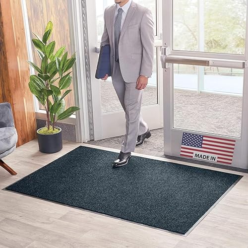 Consolidated Plastics Brush Dry Mat fabricado en Estados Unidos, tapete comercial resistente para entradas de interiorexterior, parte trasera