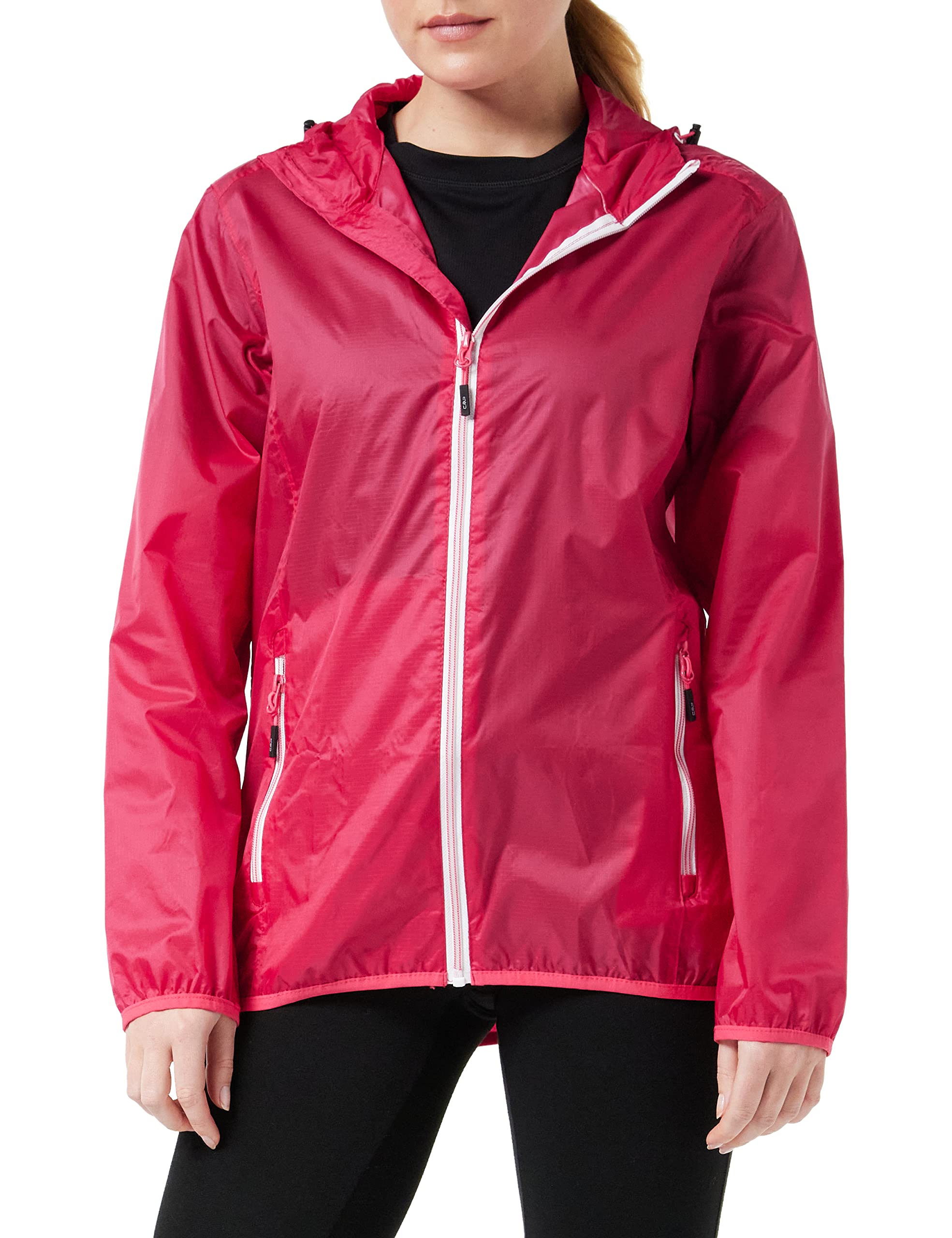 CMP - Woman Jacket Rain Fix Hood, Hibiscus-Coral, XS