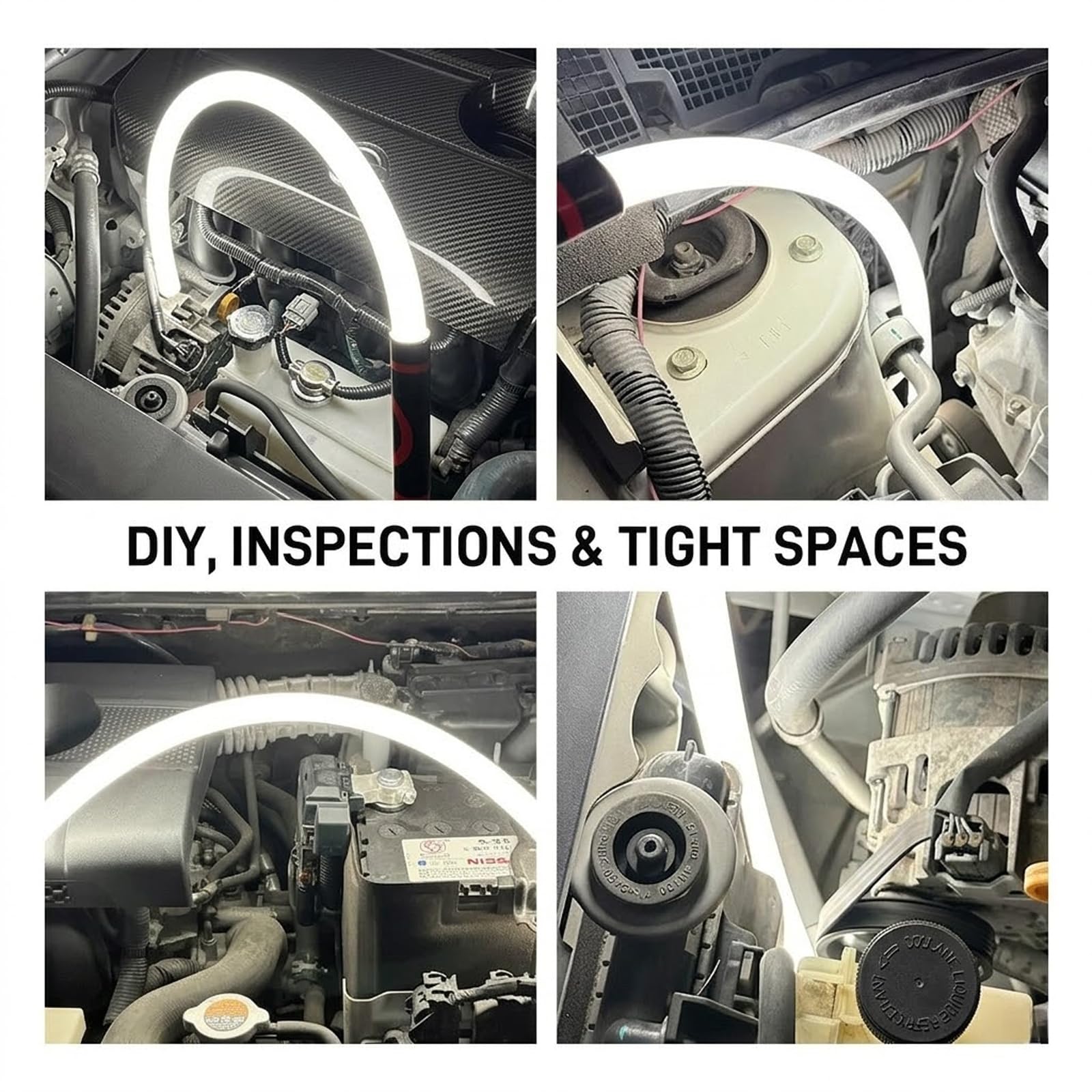 2 PCS Flexible LED Wand Torcia di ispezione ricaricabile a mani libere con 3 livelli luminosità flessibile per spazi ristretti Luce robusta riparazioni automobilistiche e progetti fai-da-te