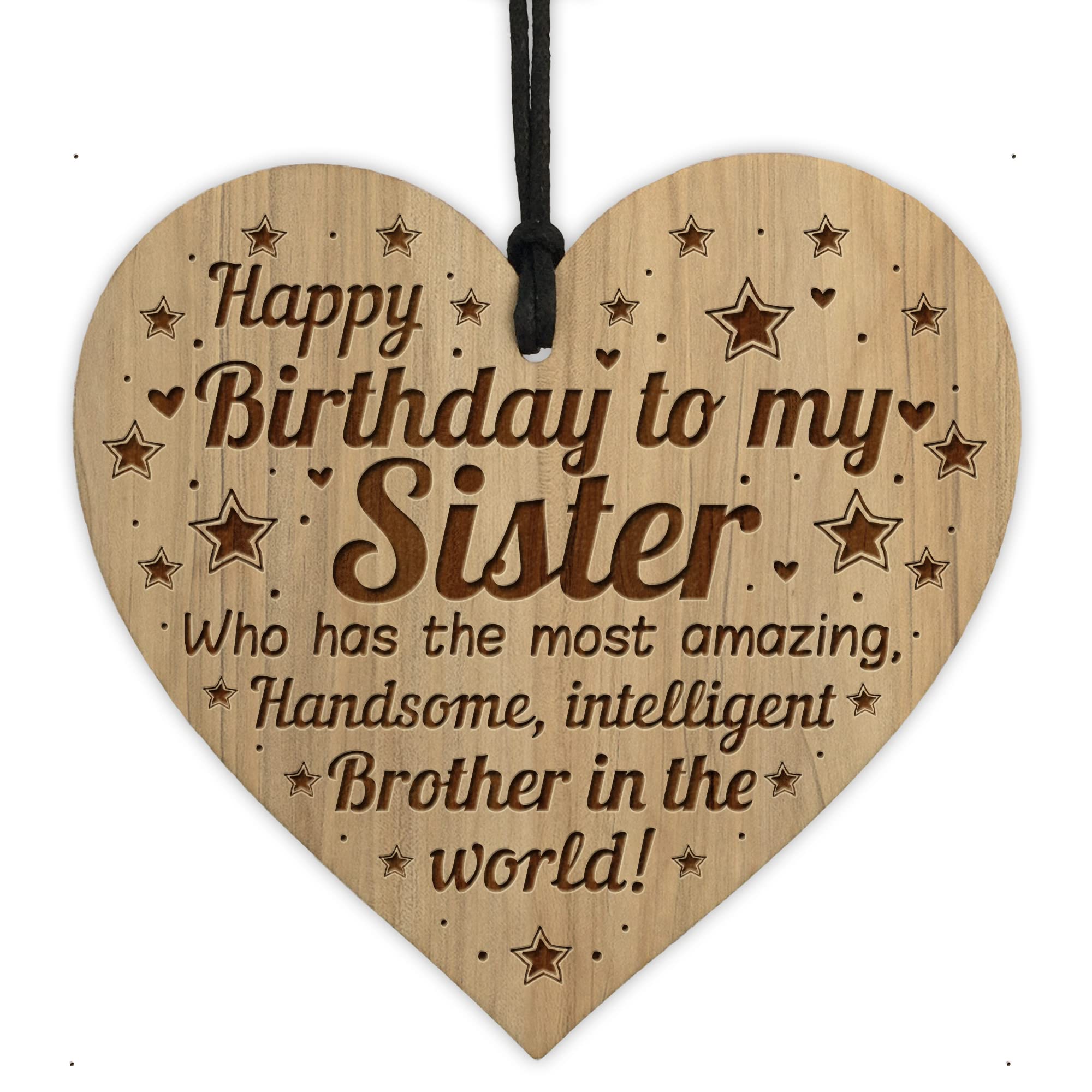 Red Ocean Funny Joke Birthday Gift For Sister Engraved Heart Sister Gift From Brother Keepsake