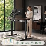 FEZIBO Plus Standing Desk 48 x 24 Inch, Height Adjustable Desk with 8th Reinforce Frame Design and Cable Management Structure, Memory Buttons, Sit Stand Desk, Home Office Table, Nocturne Walnut