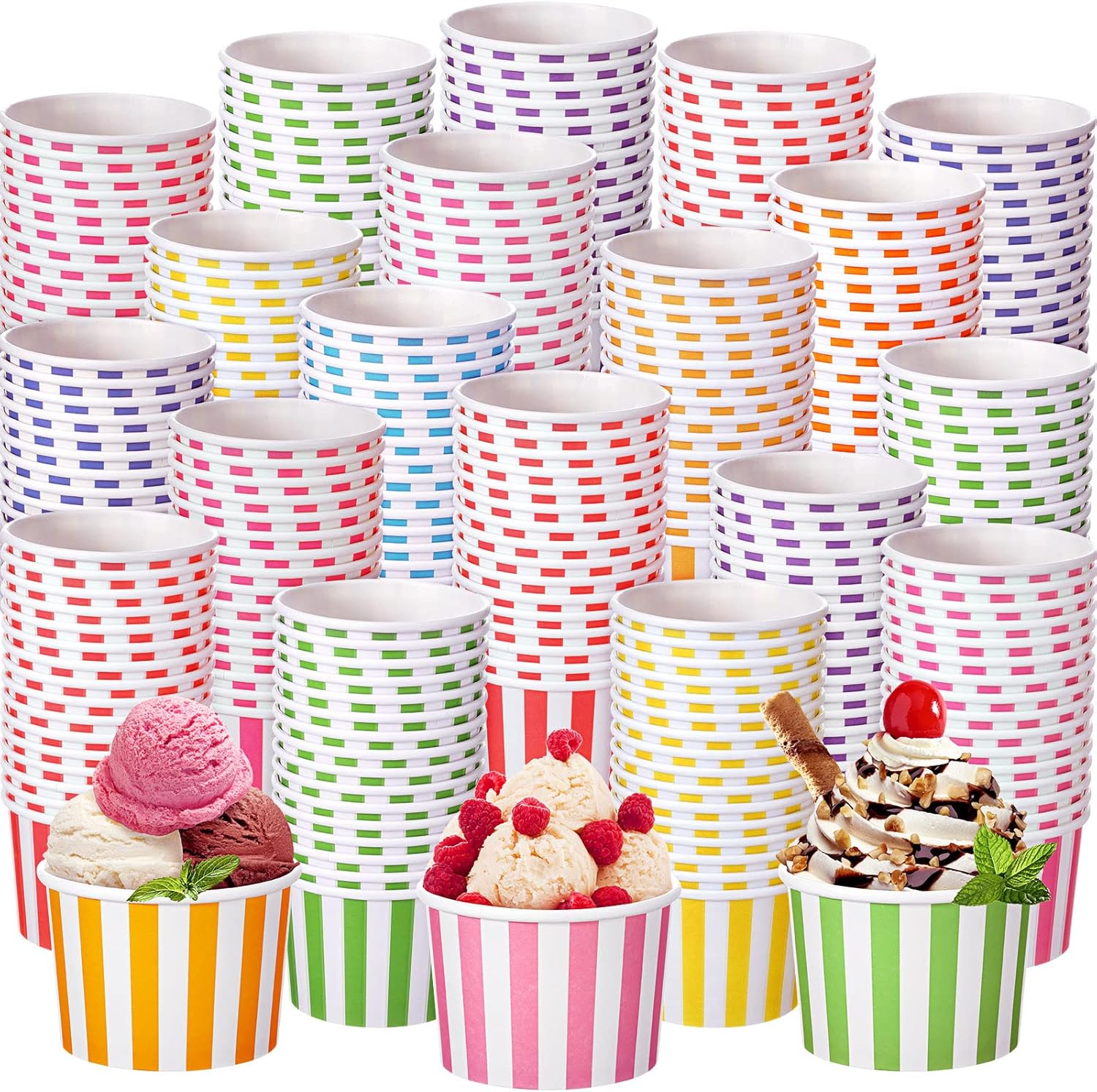 Zeyune 500 Pieces 8 oz Ice Cream Cups Disposable Bulk Ice