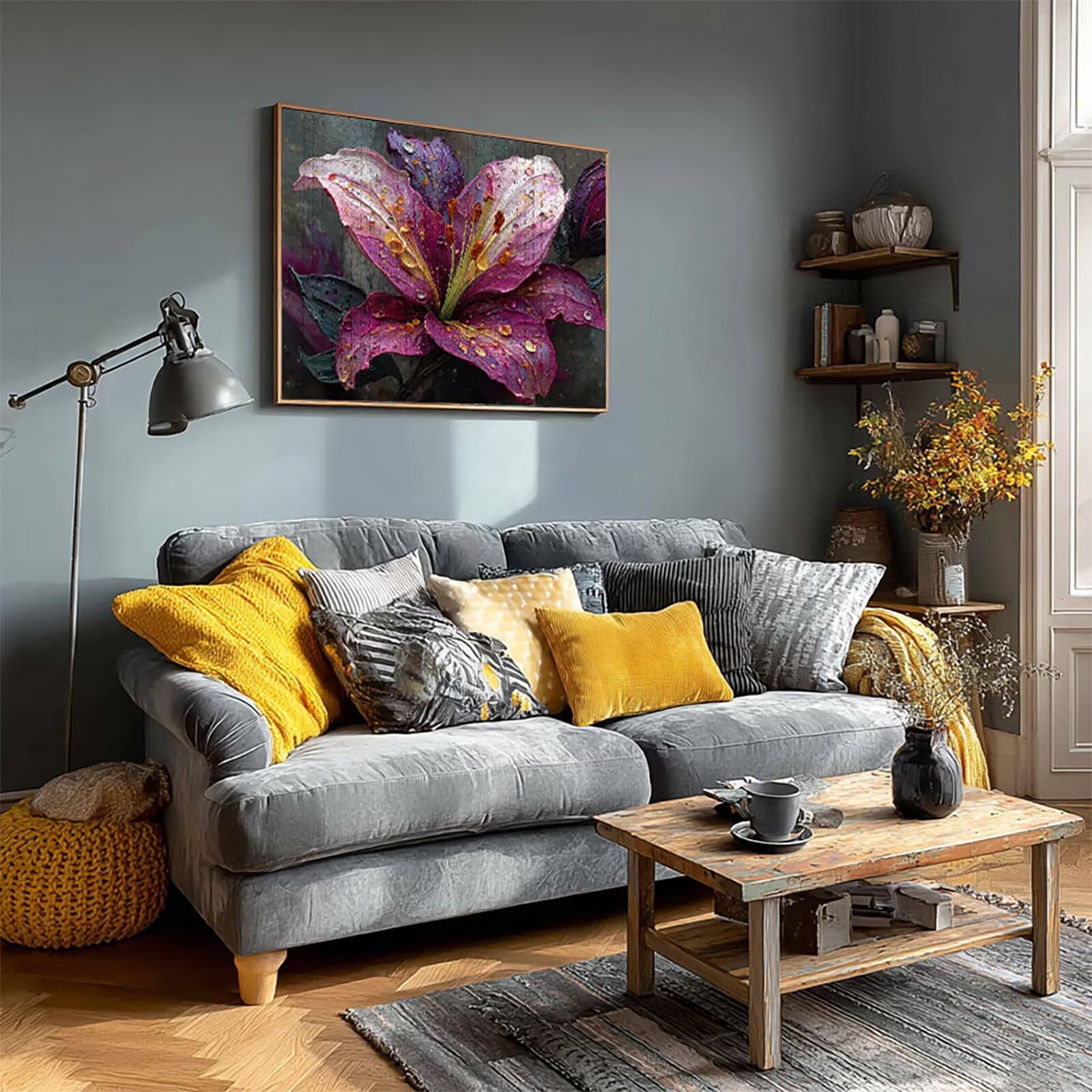 Puzzle 4000 elementów dla dorosłych kwiat, drewniane puzzle 142 x 86 cm, części ściśle do siebie pasują, dla mężczyzn, kobiet, starszych seniorów, dekompresji, letnia dekoracja ścienna, prezenty