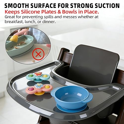 Miniatura 3 de Bandeja para silla alta para bebé compatible con Stokke Tripp Trapp V2+, bandeja de repuesto para silla alta Stokke, superficie lisa y fuerte