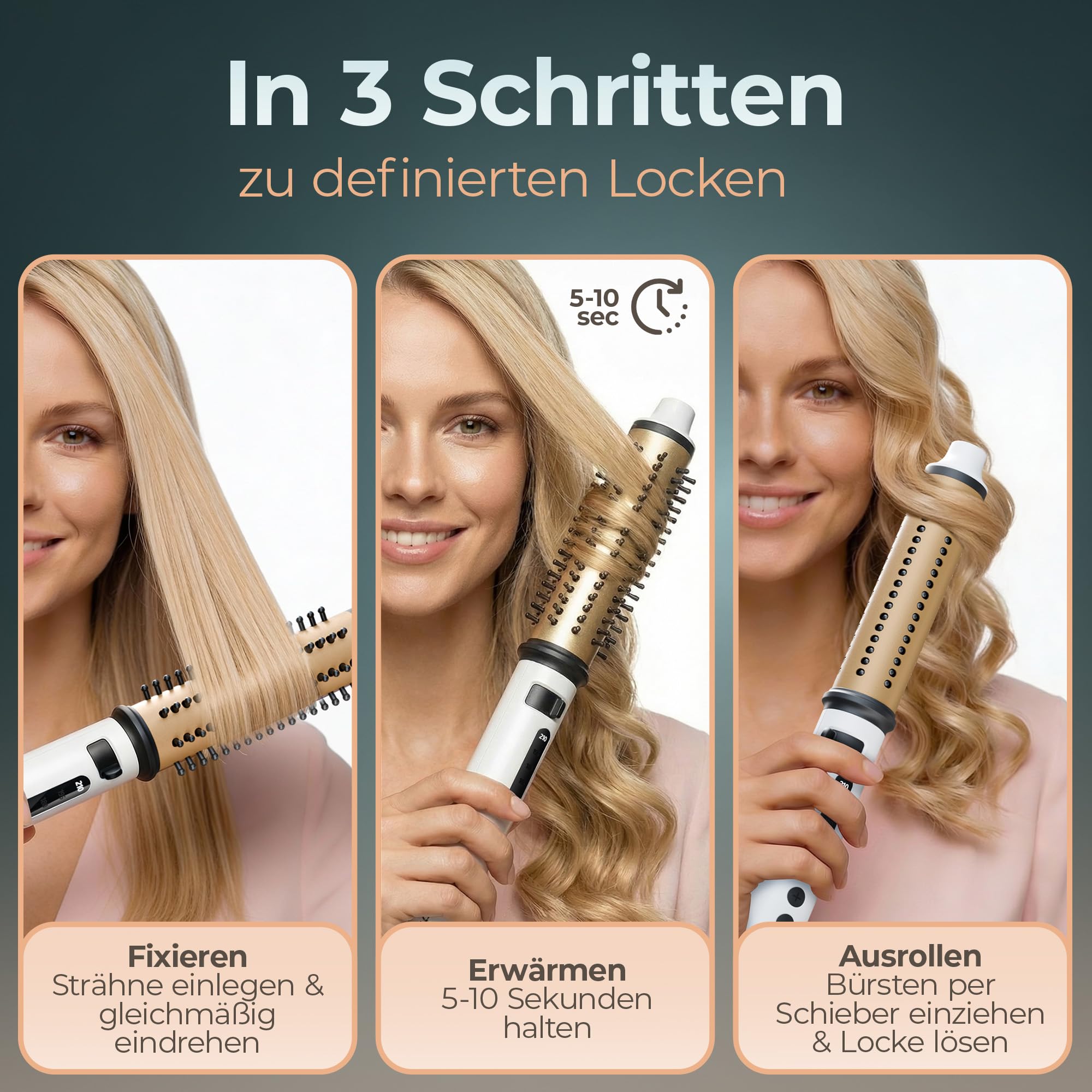 Steinbach 651: Professional Reise-Curler Brush wet und dry mit einziehbaren Bürsten und LED Temperaturregelung 110-230V Weltweite Spannungsanpassung Reisecurler (Weiß)