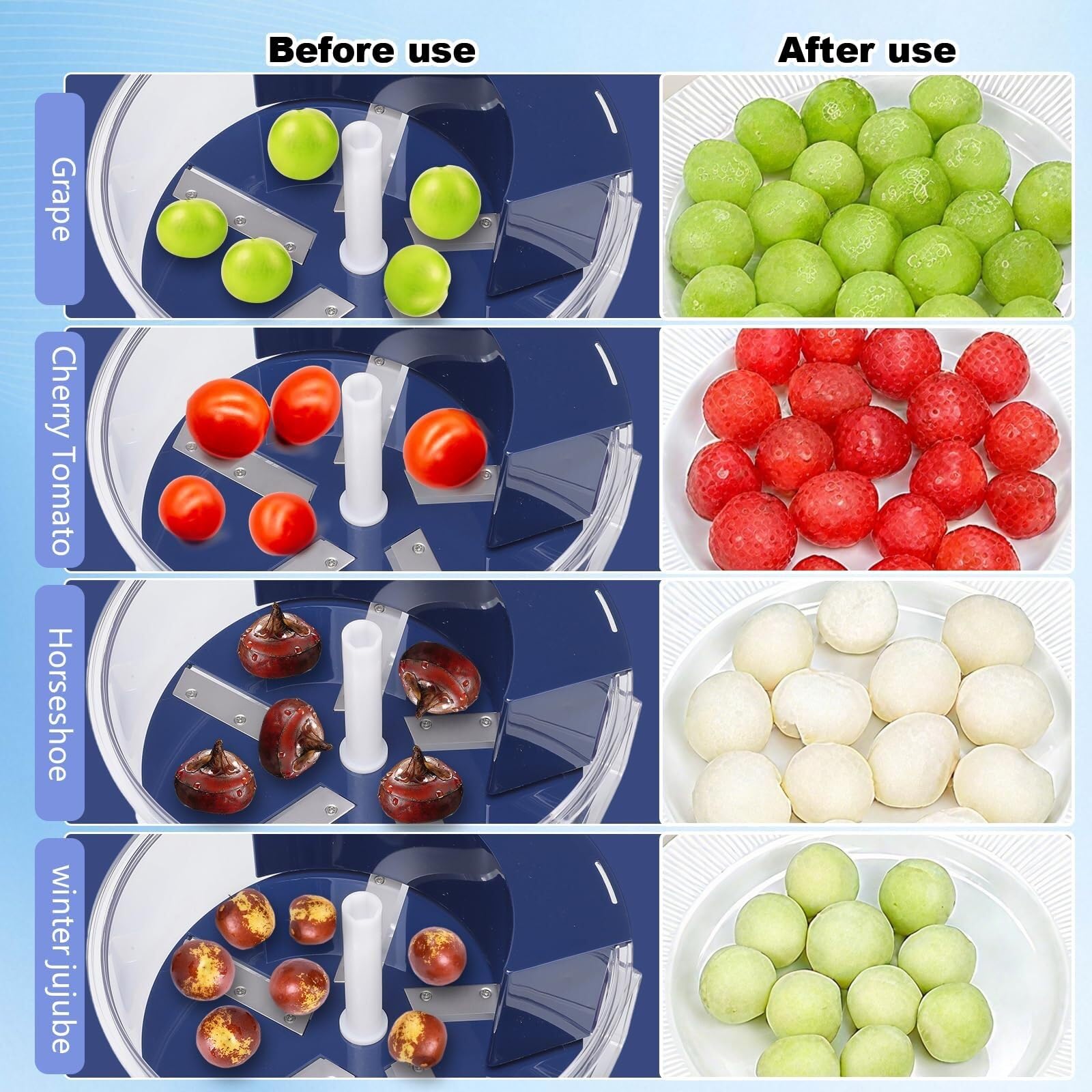 Peladora AutomáTica Uvas, Pelador EléCtrico Uvas, MáQuina Peladora 50 W Apta TambiéN Para Ajo con Cuchillas Acero Inoxidable, Pelado RáPido, DiseñO Desmontable para Uso DoméStico(WHITE)