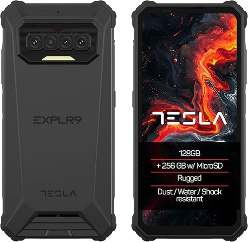 TESLA EXPLR 9 128GB Smartphone  Teléfono resistente  Teléfono celular Android  DualSIM y MicroSD expandible  Batería de 8300 mAh  Resistente a
