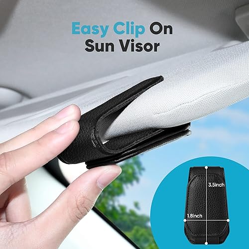 Miniatura 6 de vinlley Soporte para lentes de sol para visera solar de automóvil, clip magnético de cuero para colgar gafas, accesorios para visera de vehículo,