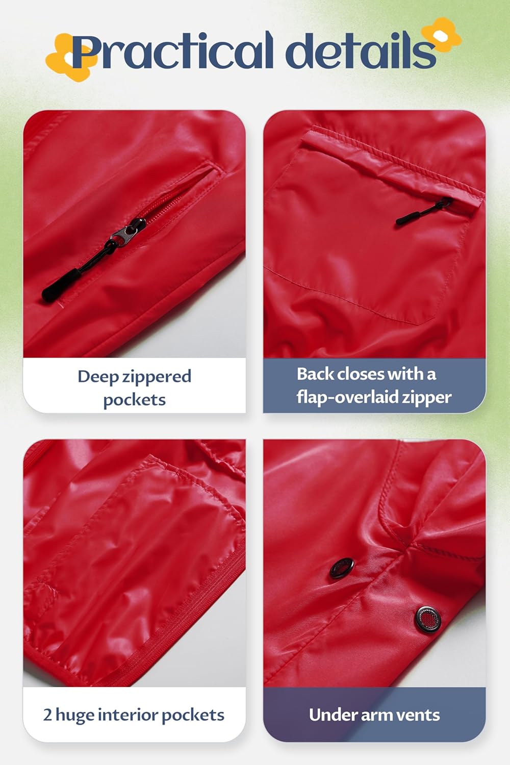 CREATMO US Boys Girls Rain Coat Kids Reflective Cycling Jacket Waterproof Packable Children Windbreaker With Removable Hood