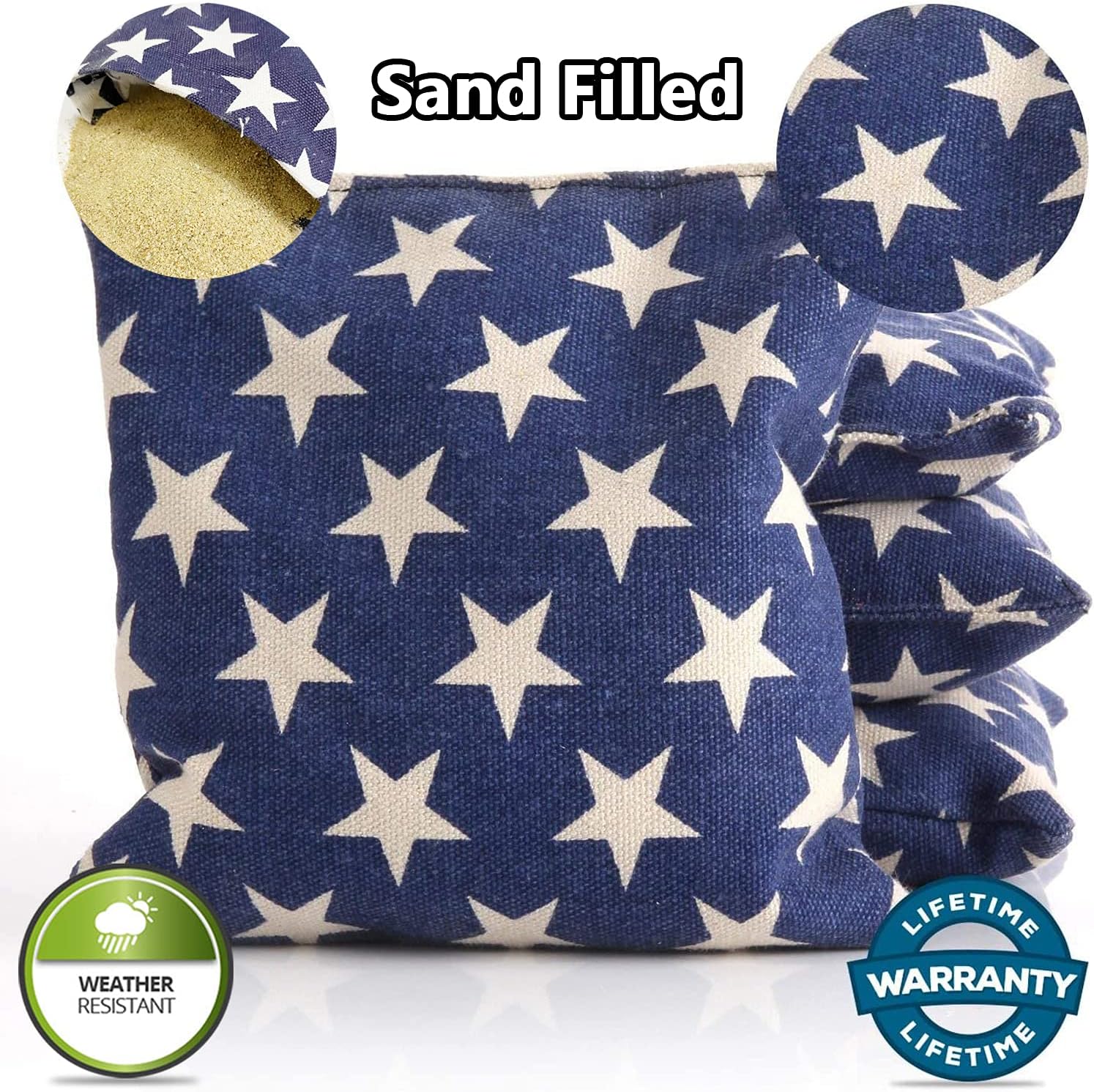 TOYSHARING Cornhole Bags All Weather Proof Plastic Pellet Filled Corn Hole Bean Bags Pro Corn Hole Bags Set of 8 Regulation Waterproof Cornhole Bean Bags Canvas Corn Holes Bean Bags with Tote Bag