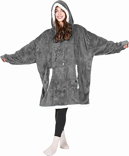 Miniatura 8 de Tirrinia Oversized Blanket Hoodie, Wearable Fluffy Sherpa Blanket, Lightweight Cozy Sweatshirt Blanket Gift for Adult Women Men