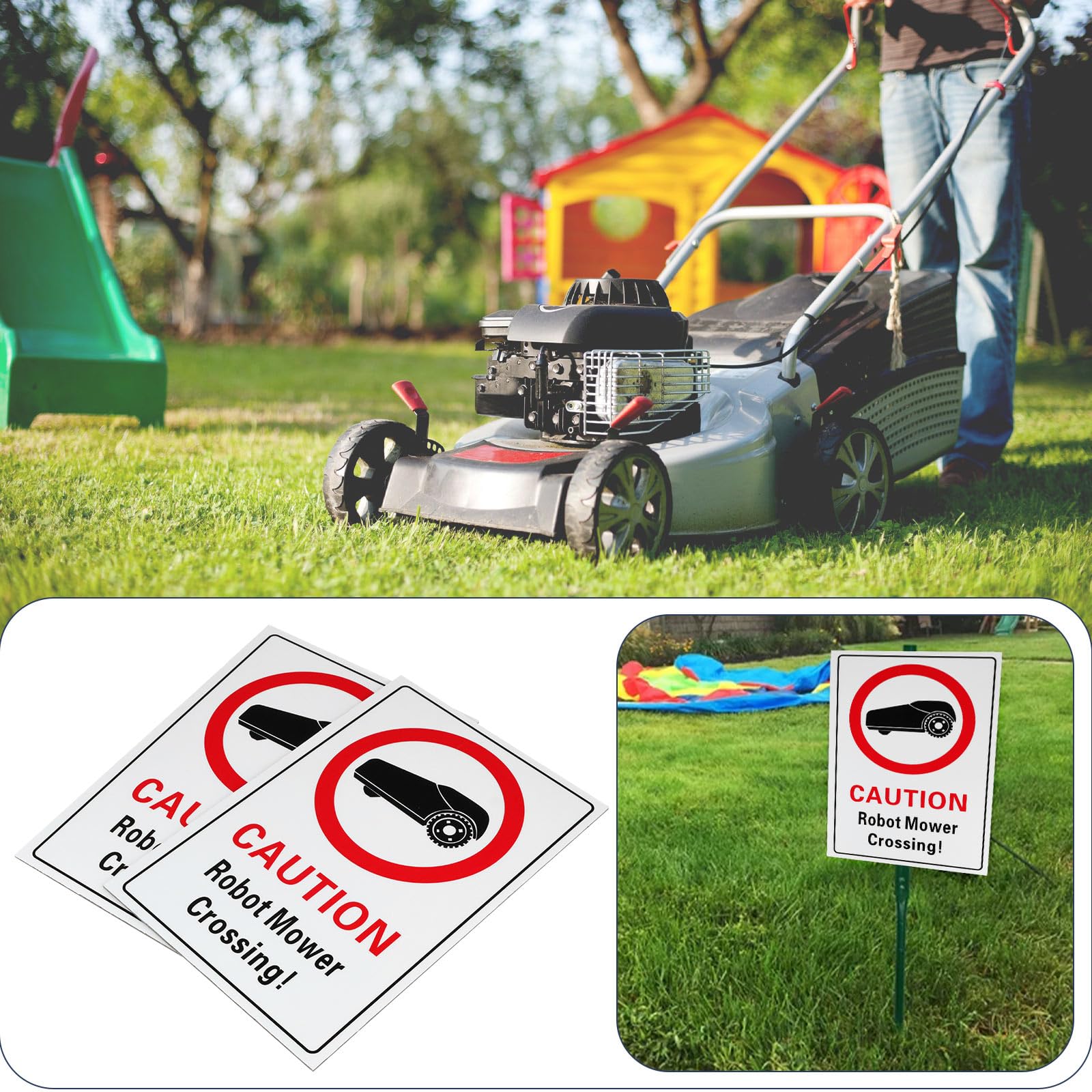 SG Store 2PCS Robot Lawnmower Warning Signs 300x200mm Aluminium Composite Weatherproof Digital Print Ideal for Outdoor Indoor Use(English) - Image 2