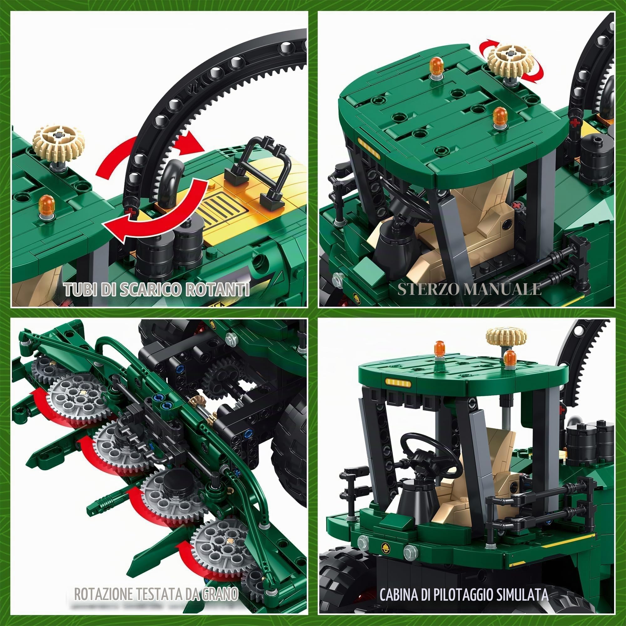 TYCOLE Set Costruzione Technic Trattore Agricolo con Mietitrebbia Funzionante, Veicoli Giocattolo Educativo, Regalo Compleanno, Costruzioni per Bambini e Bambine 8+ Anni, 1162 Pezzi